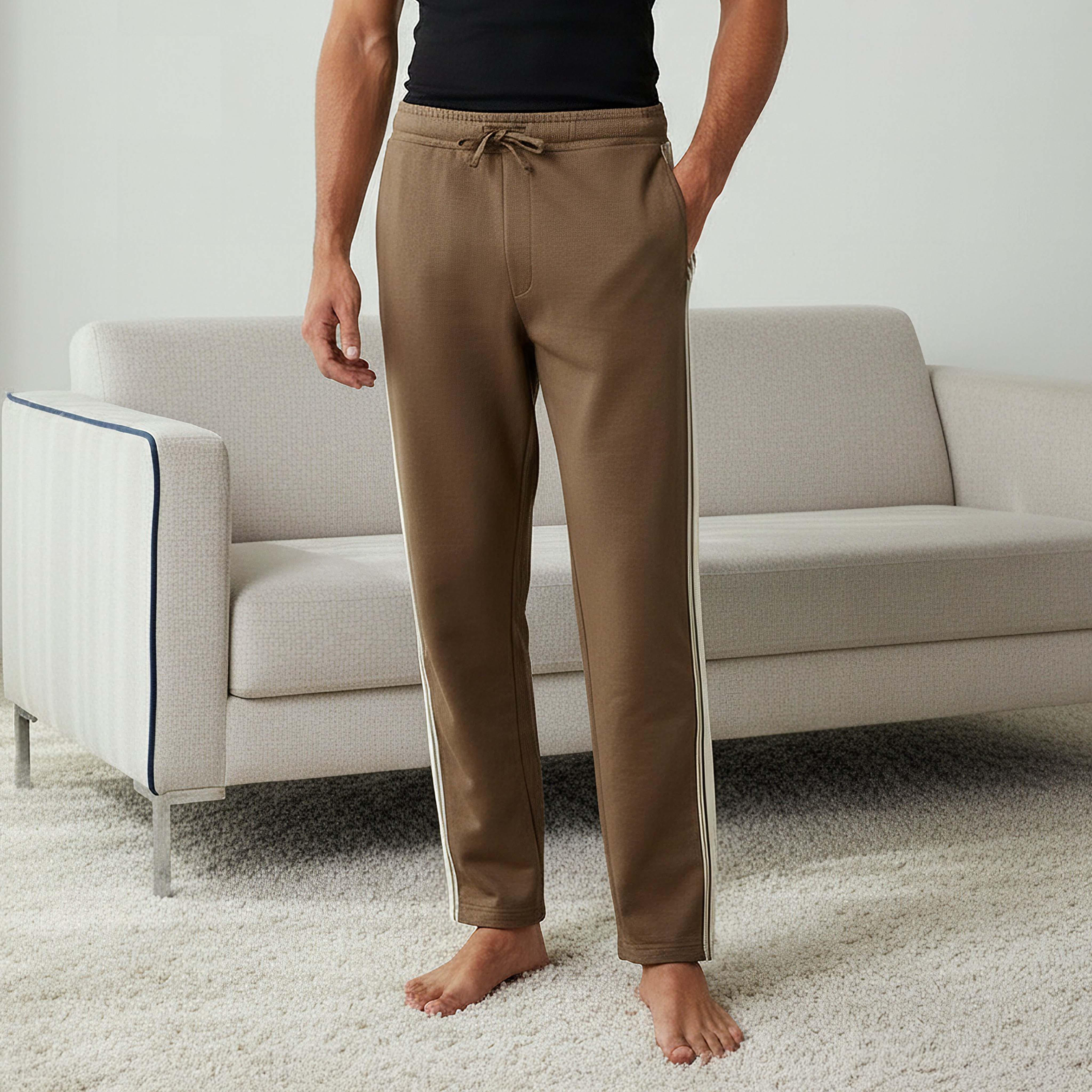 Men Straight-Leg Knit Pants with Tape Detail-men-clothing-bottoms-trousersandchinos-trousers-image-1