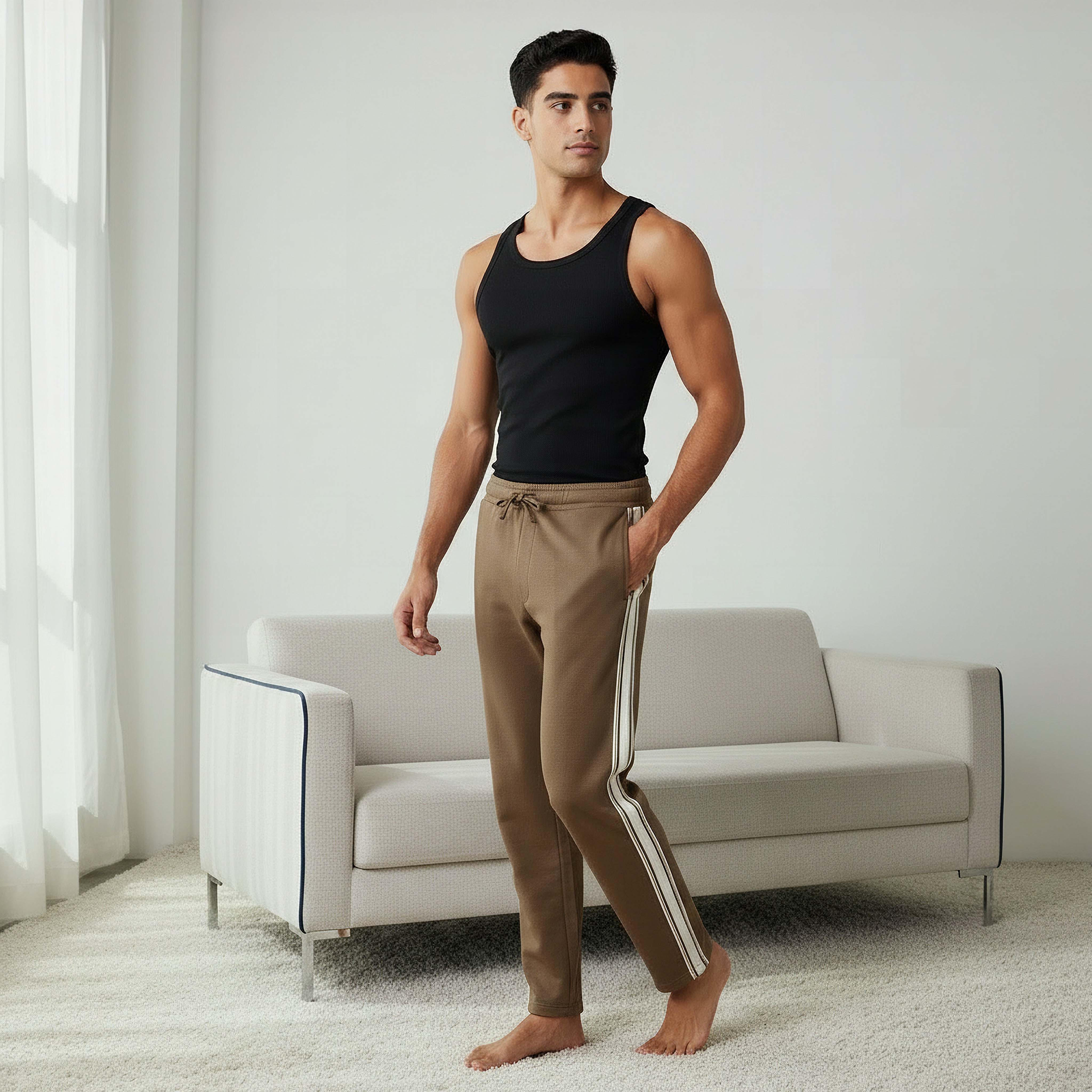 Men Straight-Leg Knit Pants with Tape Detail-men-clothing-bottoms-trousersandchinos-trousers-image-2
