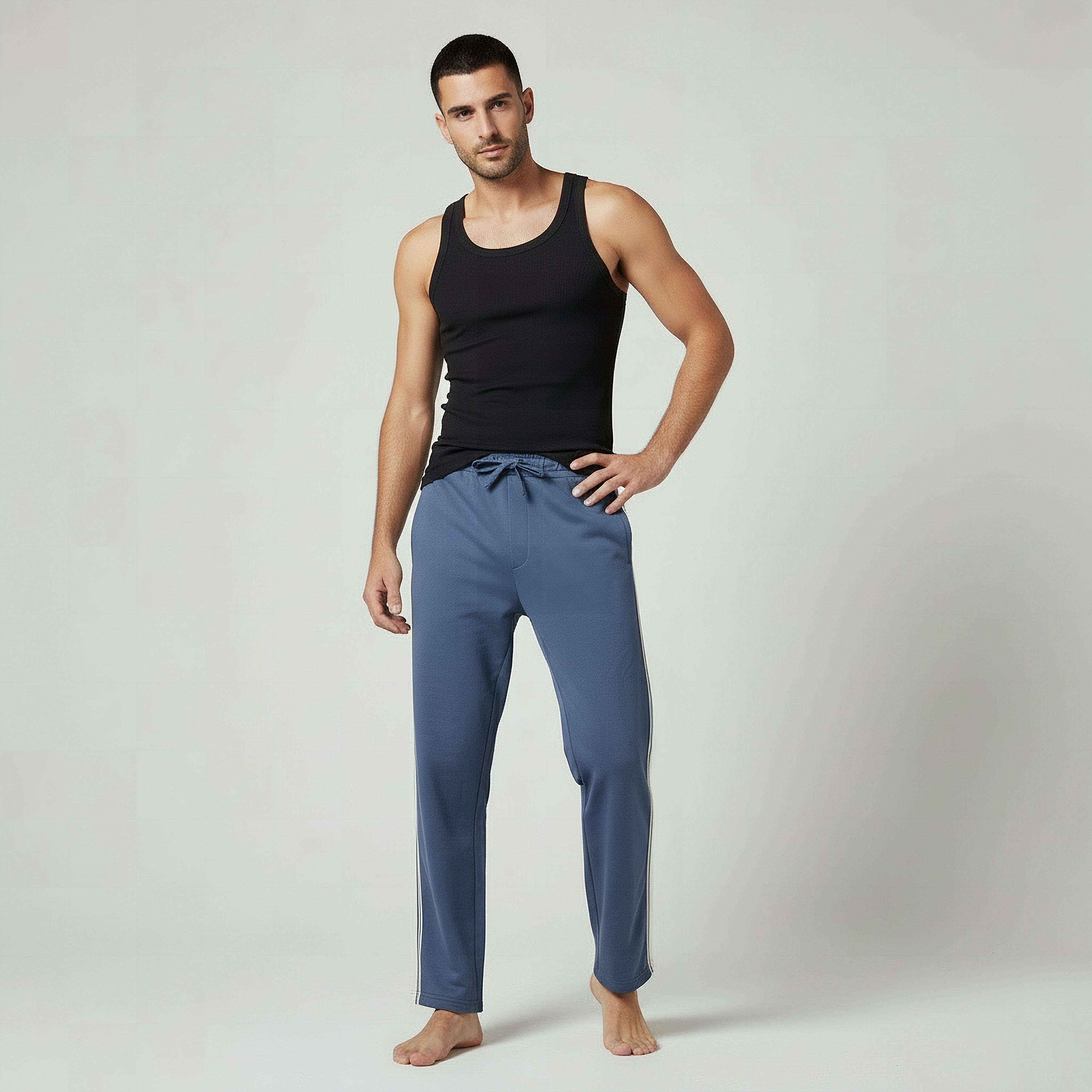Men Straight-Leg Knit Pants with Tape Detail-men-clothing-bottoms-trousersandchinos-trousers-image-2
