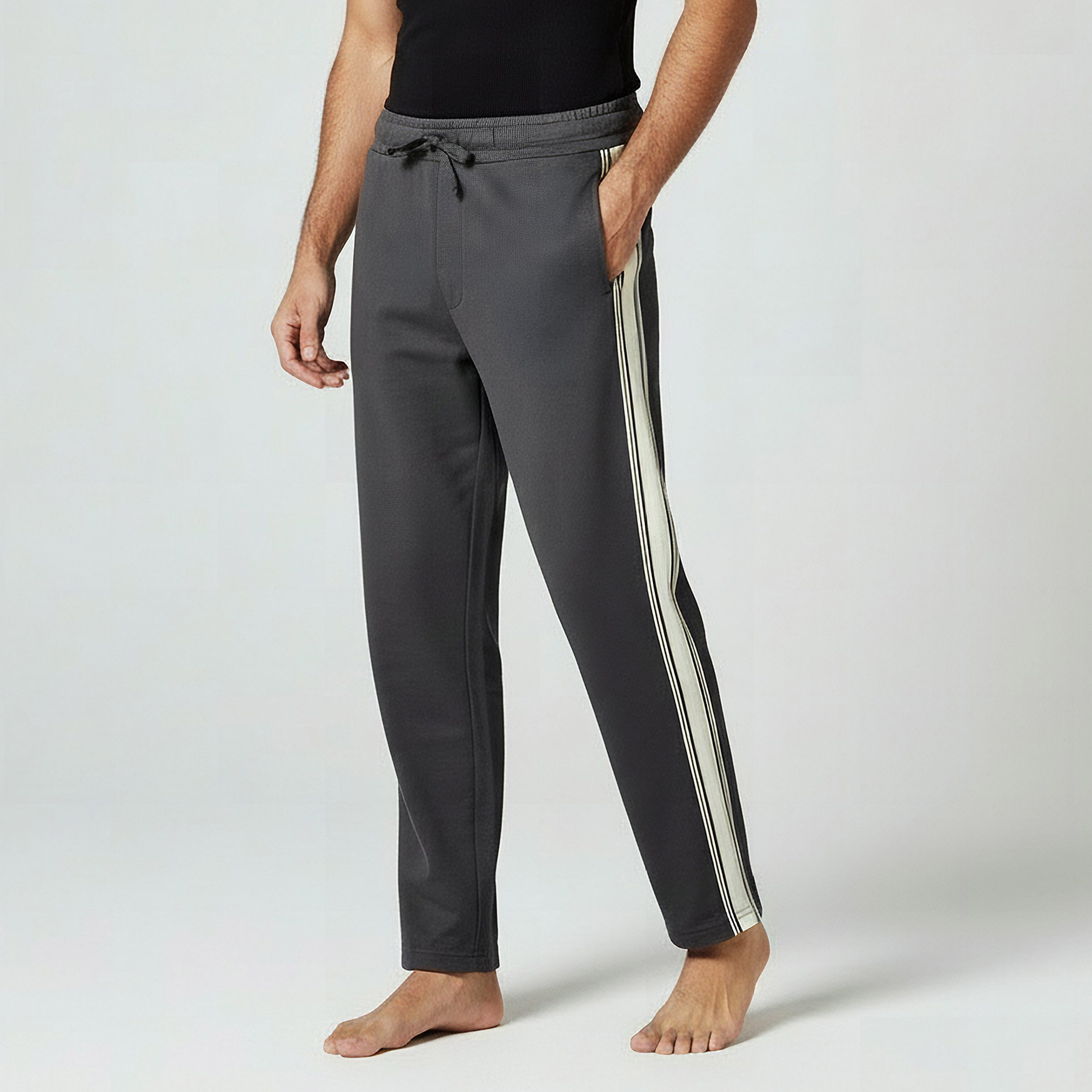 Men Straight-Leg Knit Pants with Tape Detail-men-clothing-bottoms-trousersandchinos-trousers-image-1
