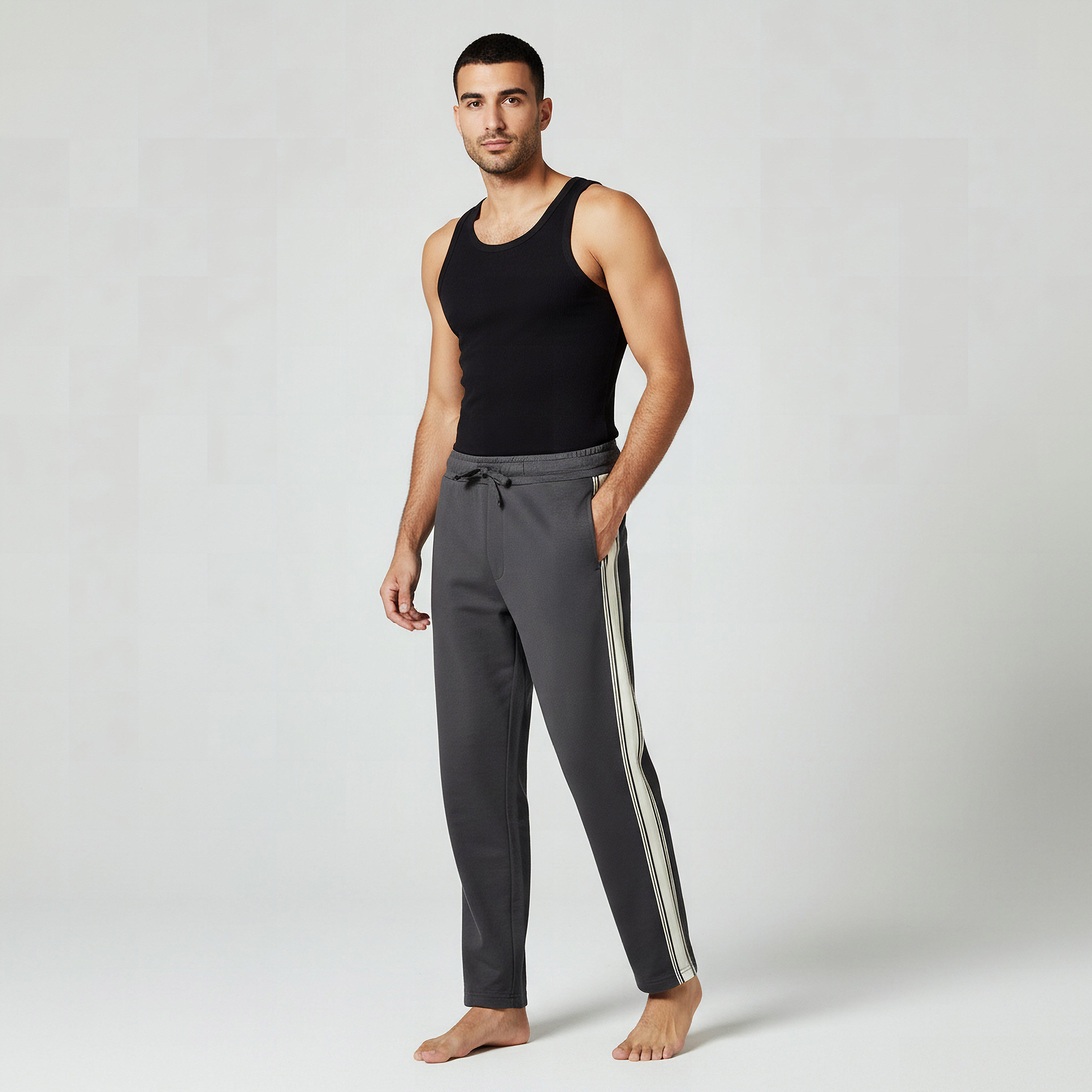 Men Straight-Leg Knit Pants with Tape Detail-men-clothing-bottoms-trousersandchinos-trousers-image-2