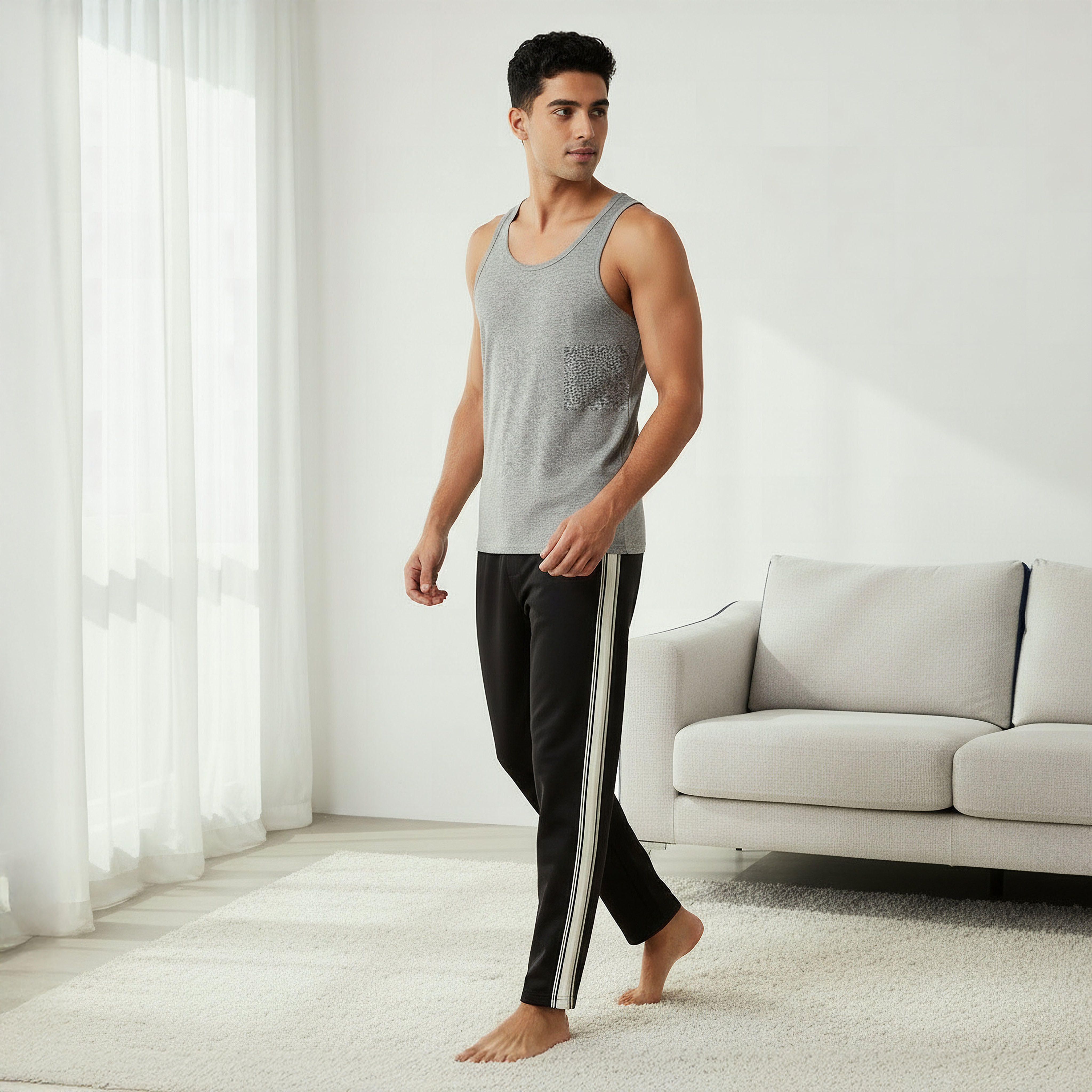 بنطال بقصّة مستقيمة محاك بشريط جانبي للرجال-men-clothing-bottoms-trousersandchinos-trousers-image-2