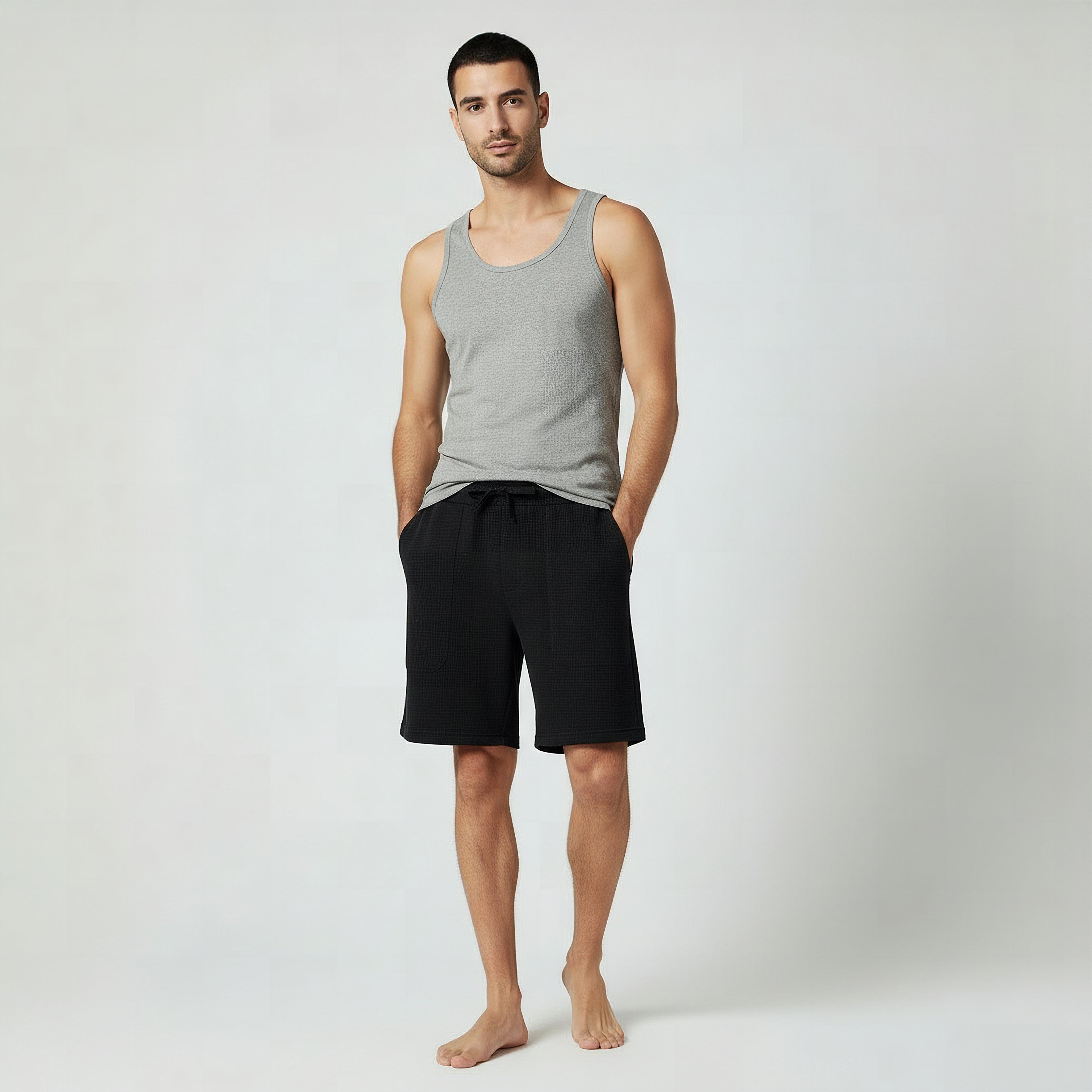 Men Flexi Waist Shorts Cotton-men-clothing-bottoms-shorts-image-2