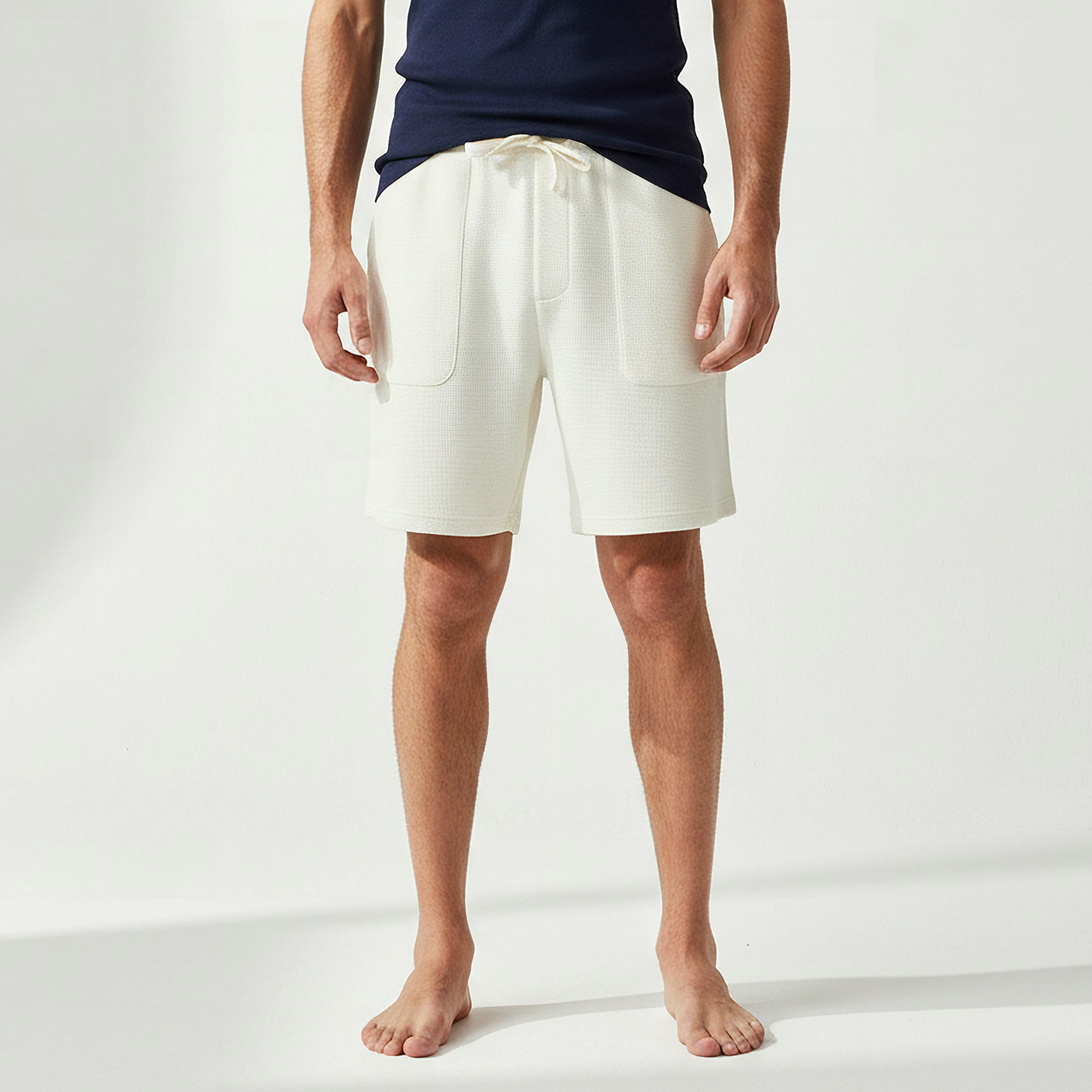 Men Flexi Waist Shorts Cotton-men-clothing-bottoms-shorts-image-1