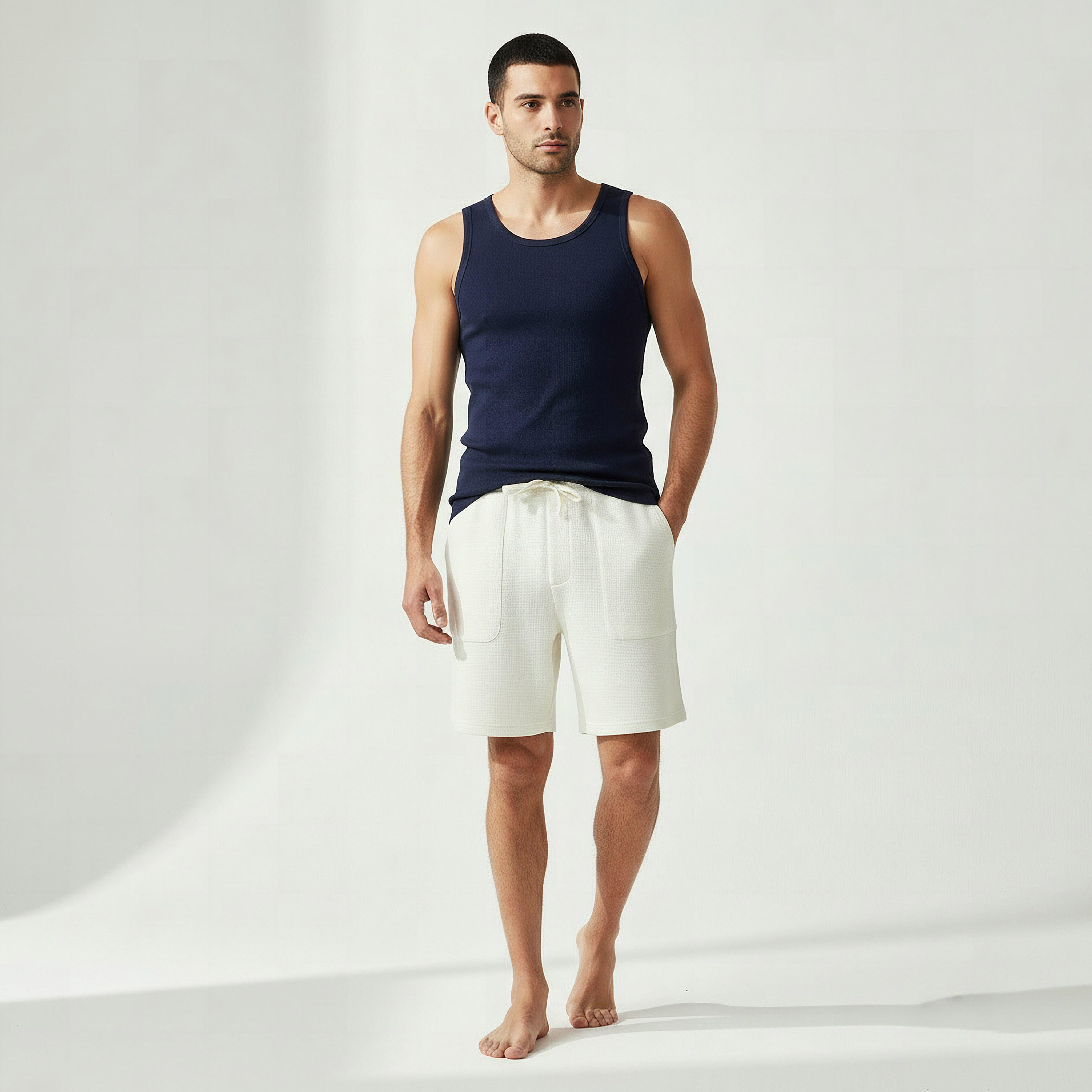 Men Flexi Waist Shorts Cotton-men-clothing-bottoms-shorts-image-2