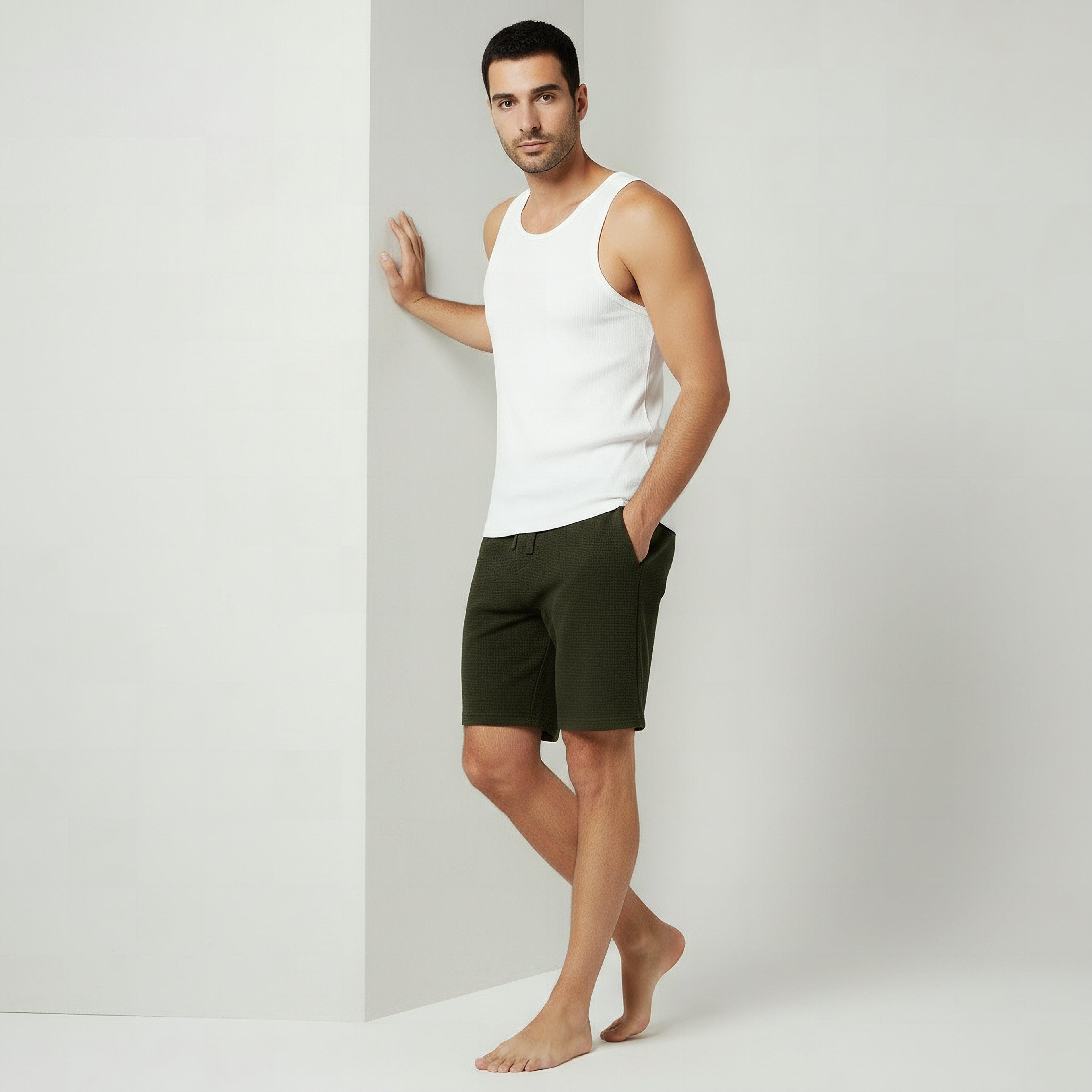 Men Flexi Waist Shorts Cotton-men-clothing-bottoms-shorts-image-5