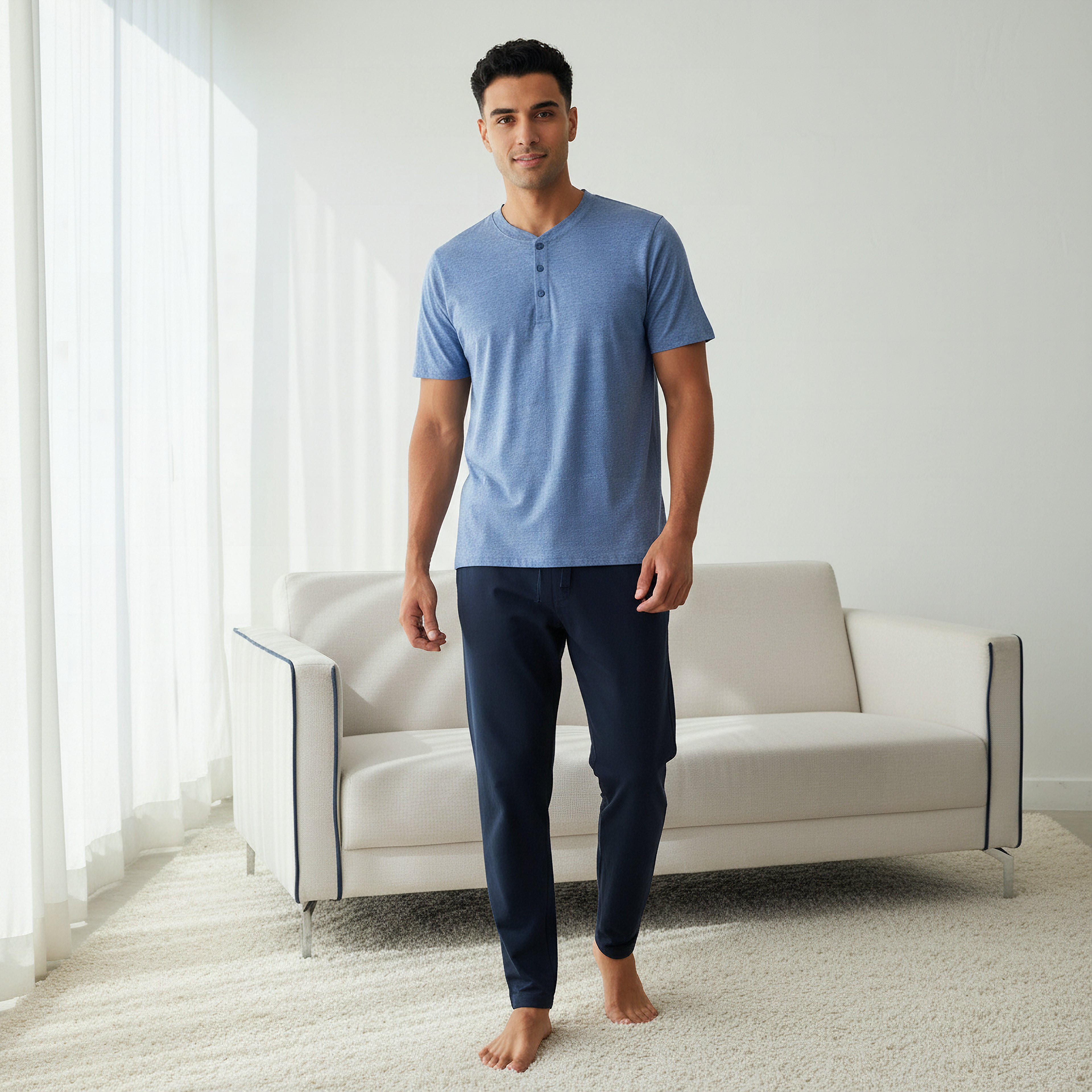 طقم نوم قطن بارز الملمس بربط إغلاق للرجال-men-clothing-nightwear-sets-image-6