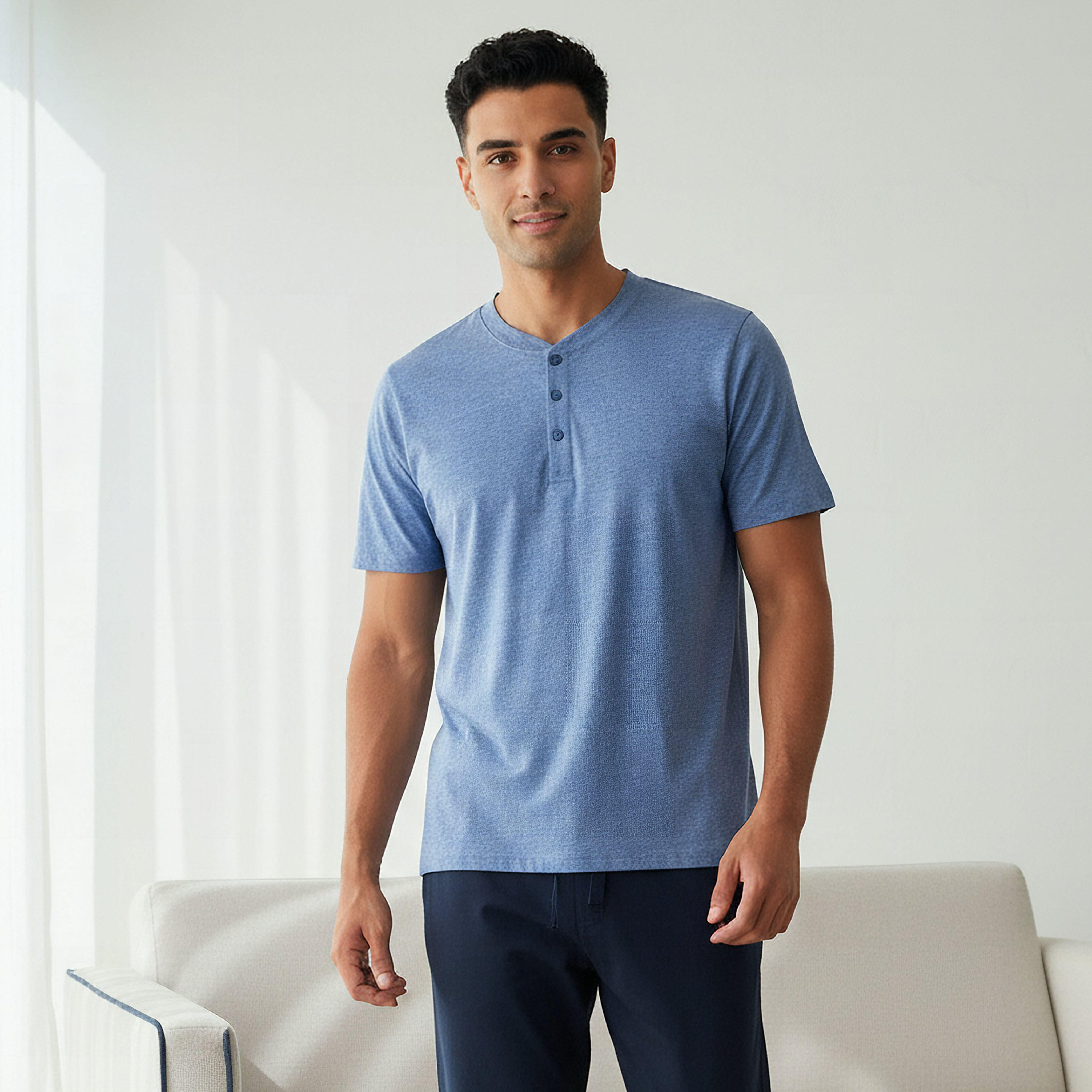 طقم نوم قطن بارز الملمس بربط إغلاق للرجال-men-clothing-nightwear-sets-image-5