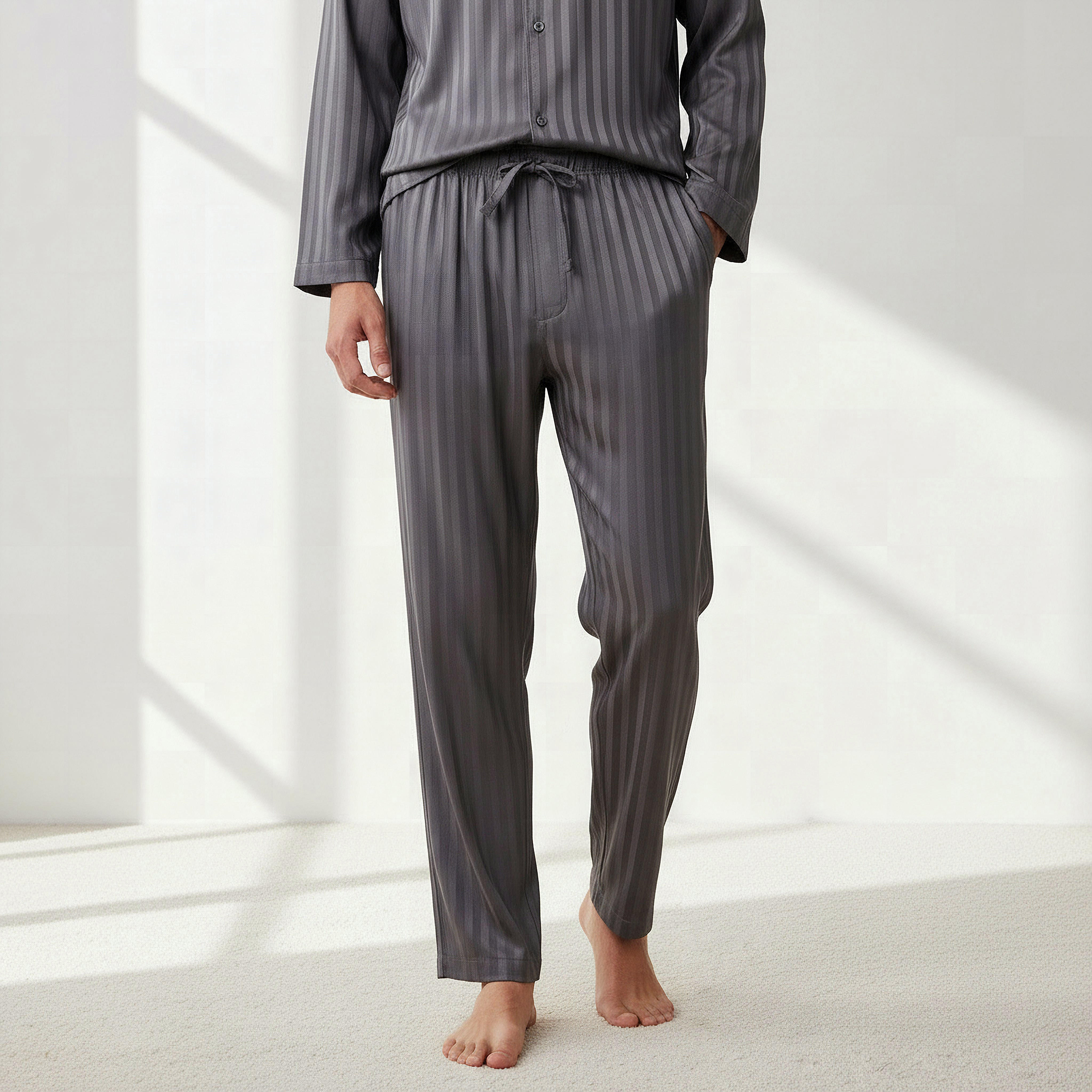 Men Modal Striped Button Front Nightwear Set-men-clothing-nightwear-sets-image-4