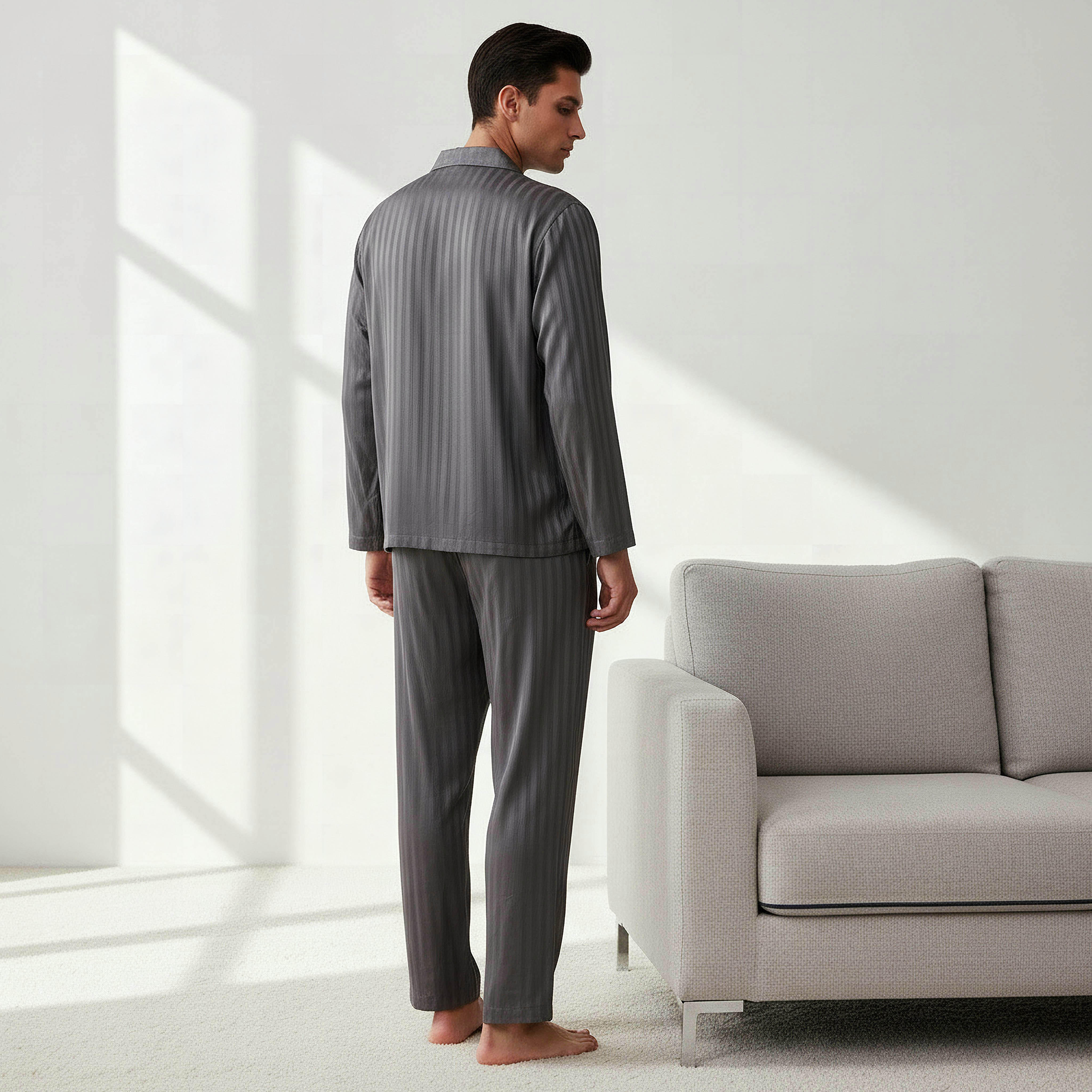 Men Modal Striped Button Front Nightwear Set-men-clothing-nightwear-sets-image-5