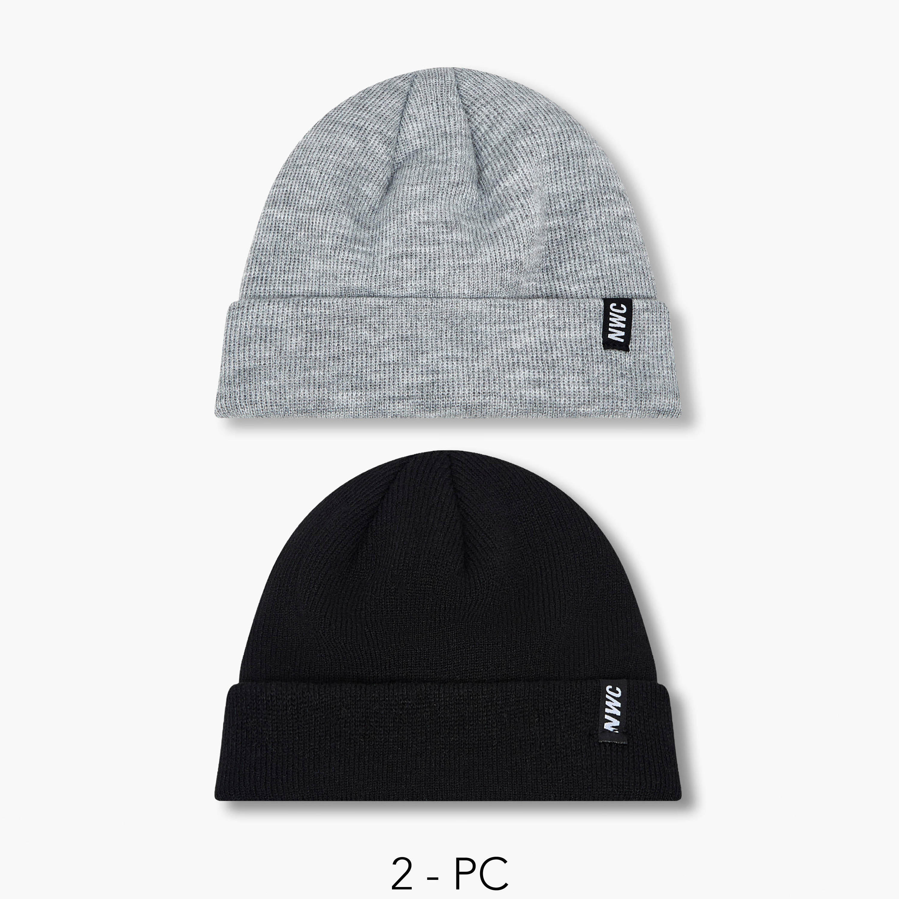 Men Beanie with Ribbed Texture - Set of 2-men-caps-image-1
