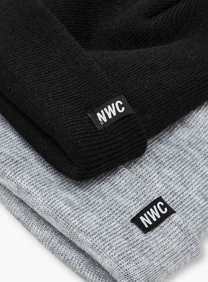 Men Beanie with Ribbed Texture - Set of 2-men-caps-image-5