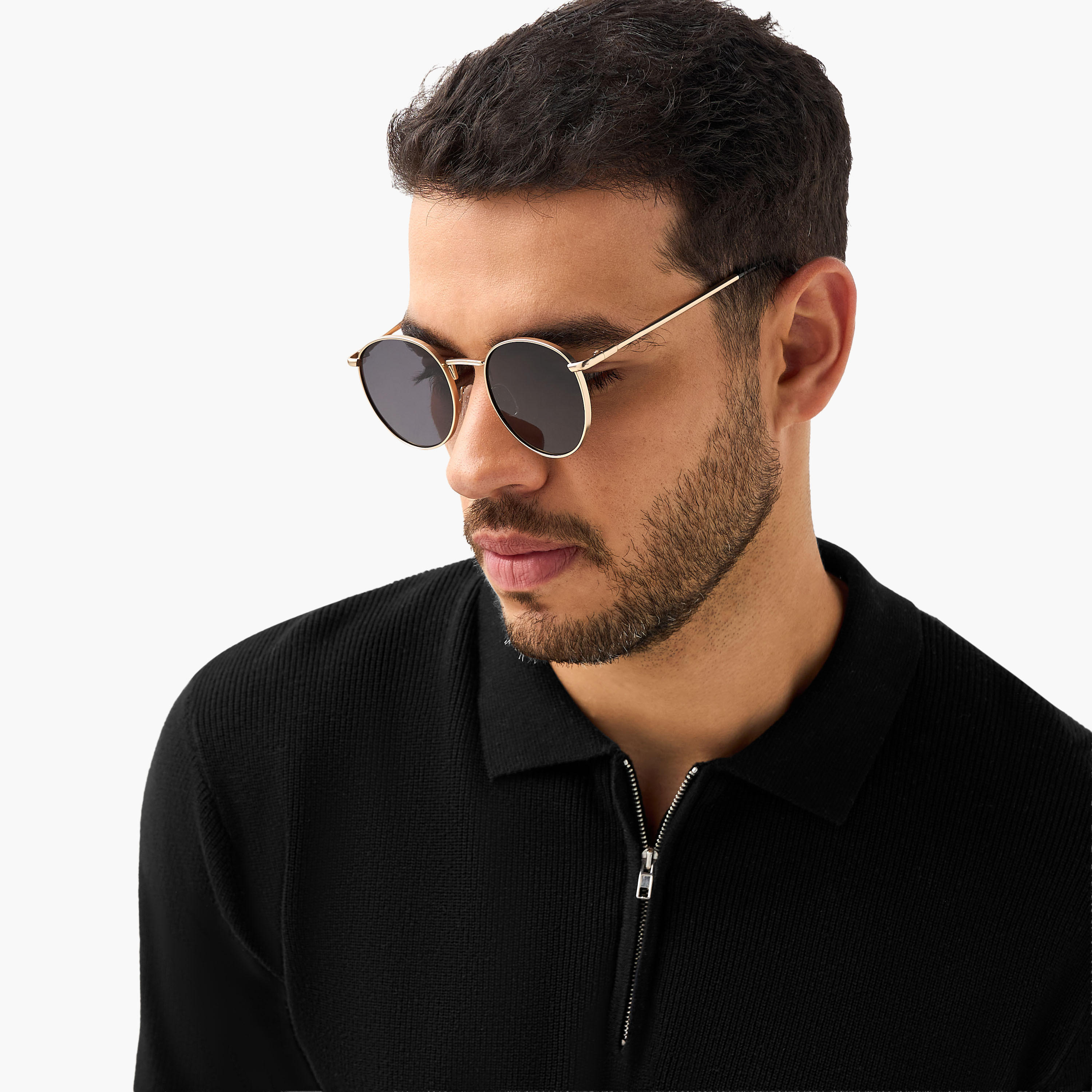 نظارة شمسية مستديرة بعدسات رمادية للرجال-men-sunglasses-image-2
