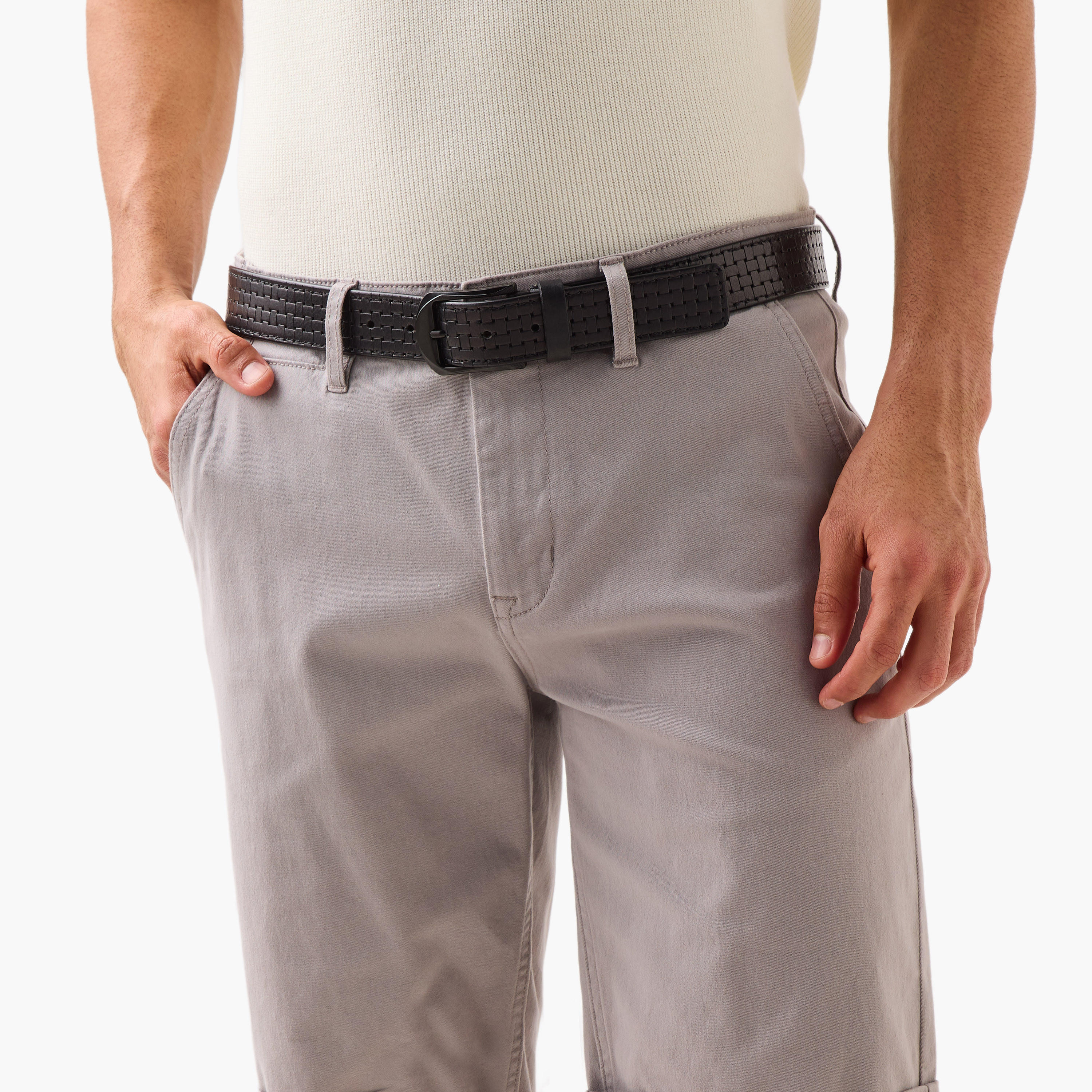 Men Textured Pin Buckle Belt-men-beltsandwallets-belts-image-2