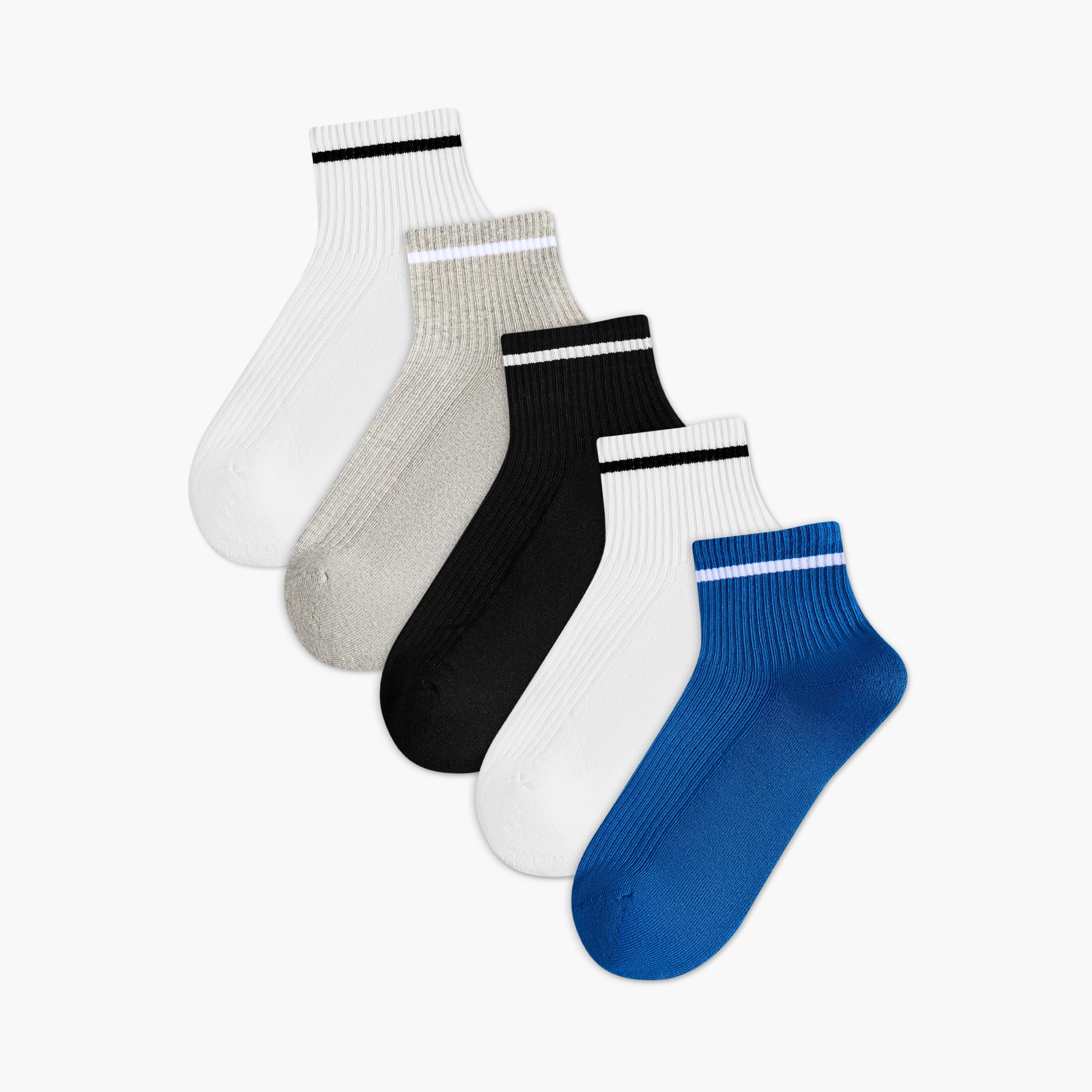 جوارب تيري طول الكاحل للرجال - طقم من 5-men-socks-image-1