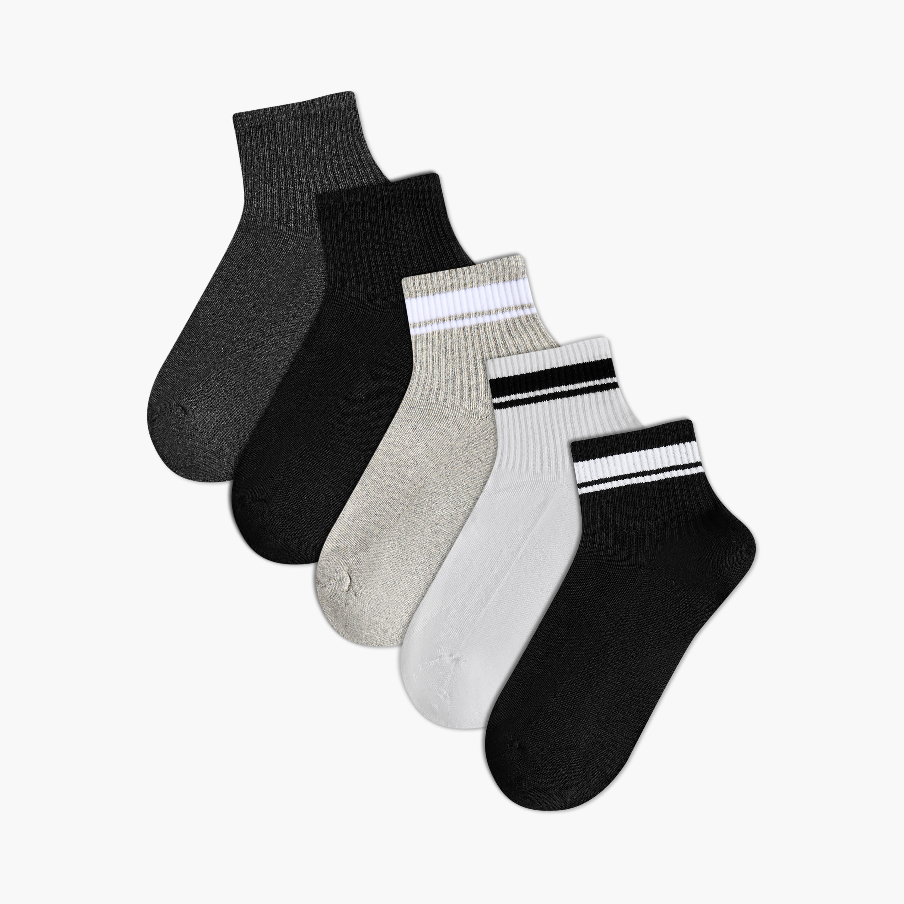 جوارب تيري طول الكاحل للرجال - طقم من 5-men-socks-image-1