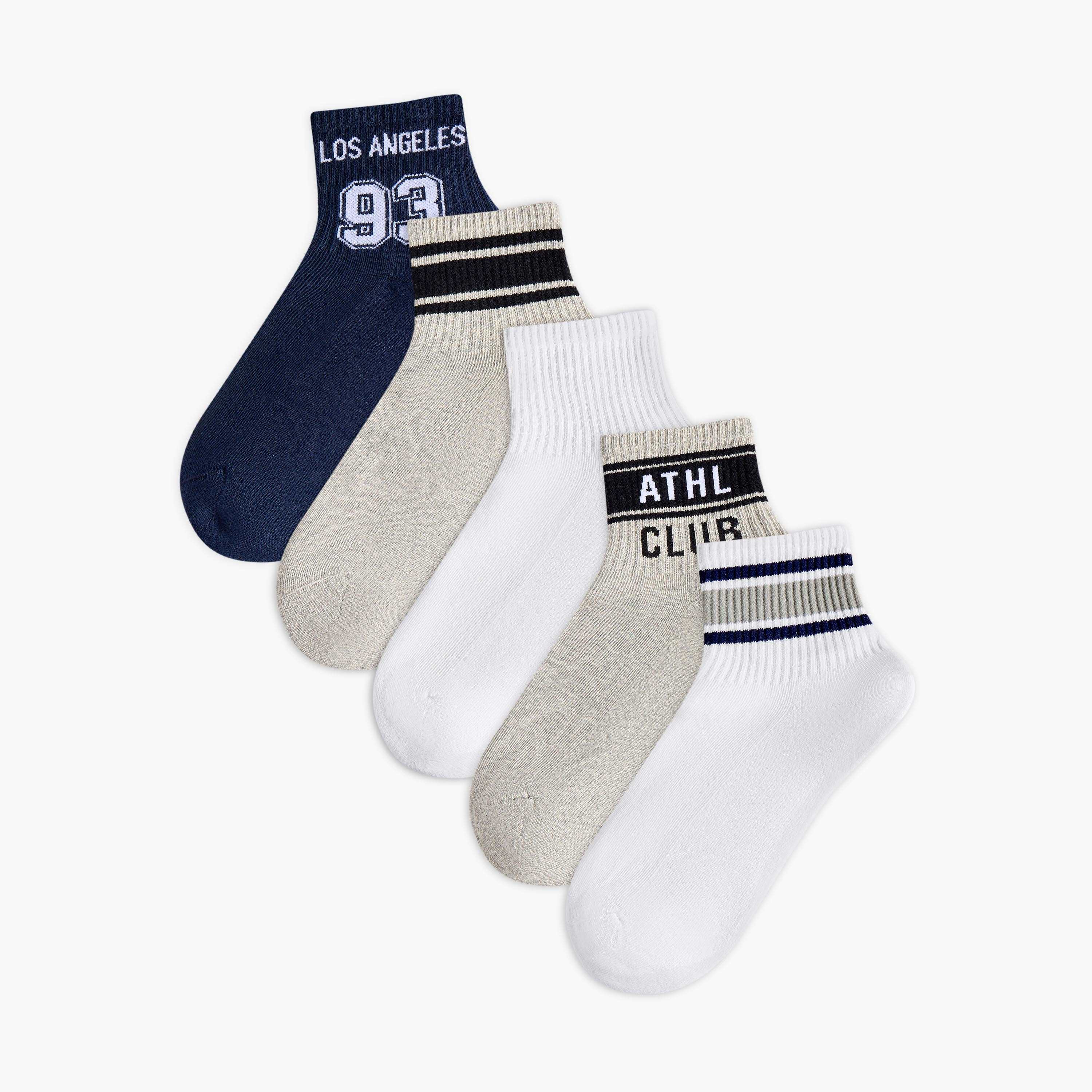 جوارب تيري طول الكاحل للرجال - طقم من 5-men-socks-image-1