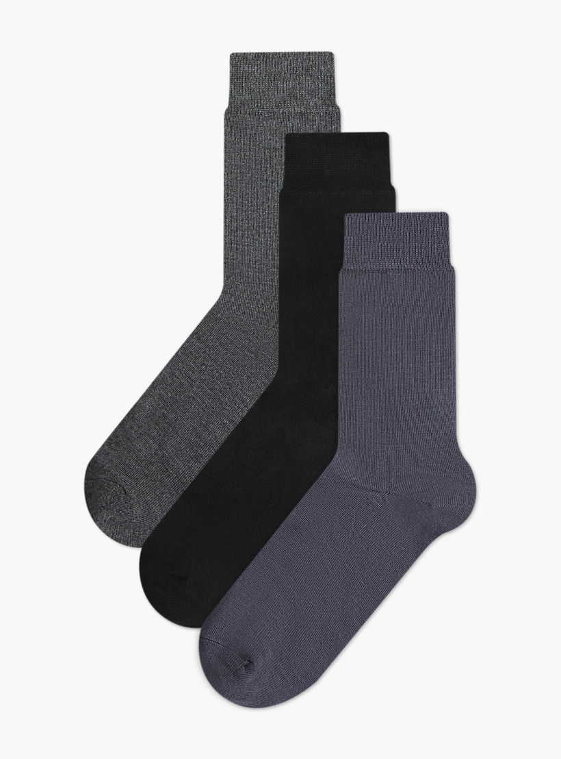طقم جوارب 3 أزواج غير وبري بطول ربلة الساق للرجال-men-socks-image-1
