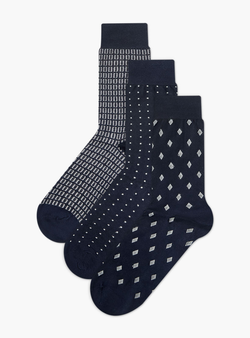 طقم جوارب غير وبرية بطول متوسط وطبعات للرجال عدد 3-men-socks-image-5