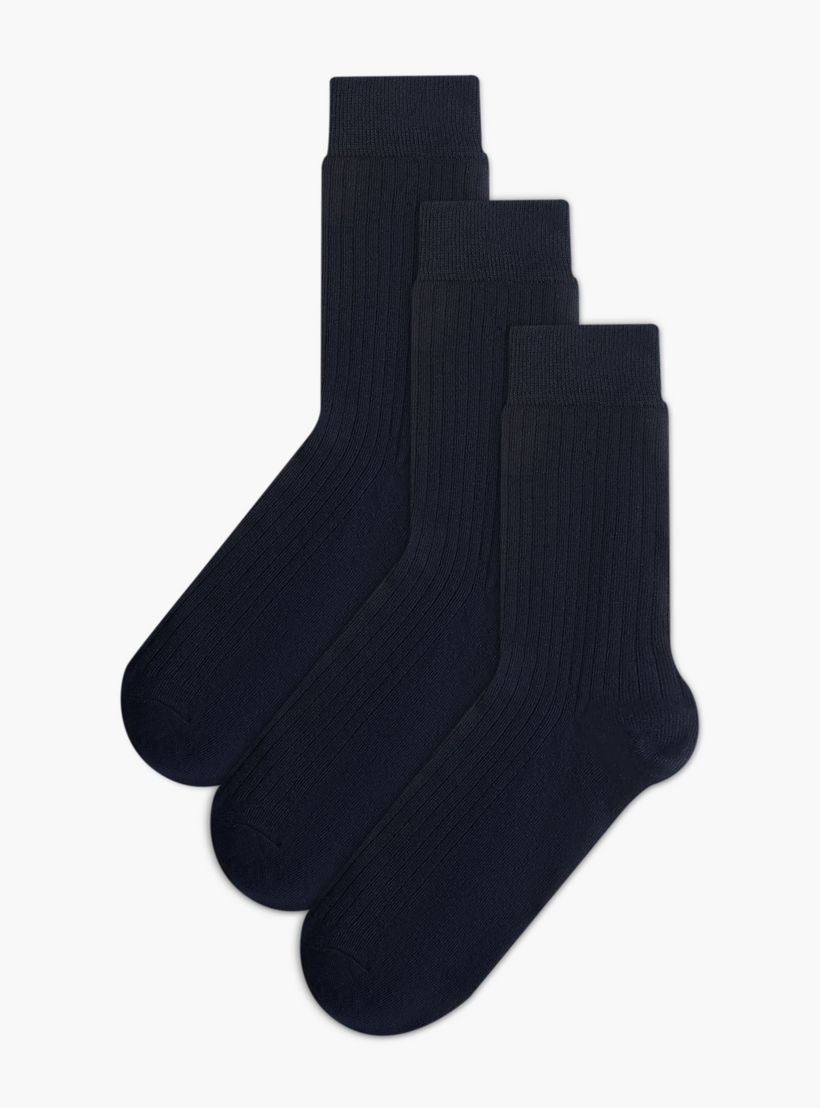 طقم جوارب رجالي 3 أزواج بدون تيري متوسطة الطول-men-socks-image-1