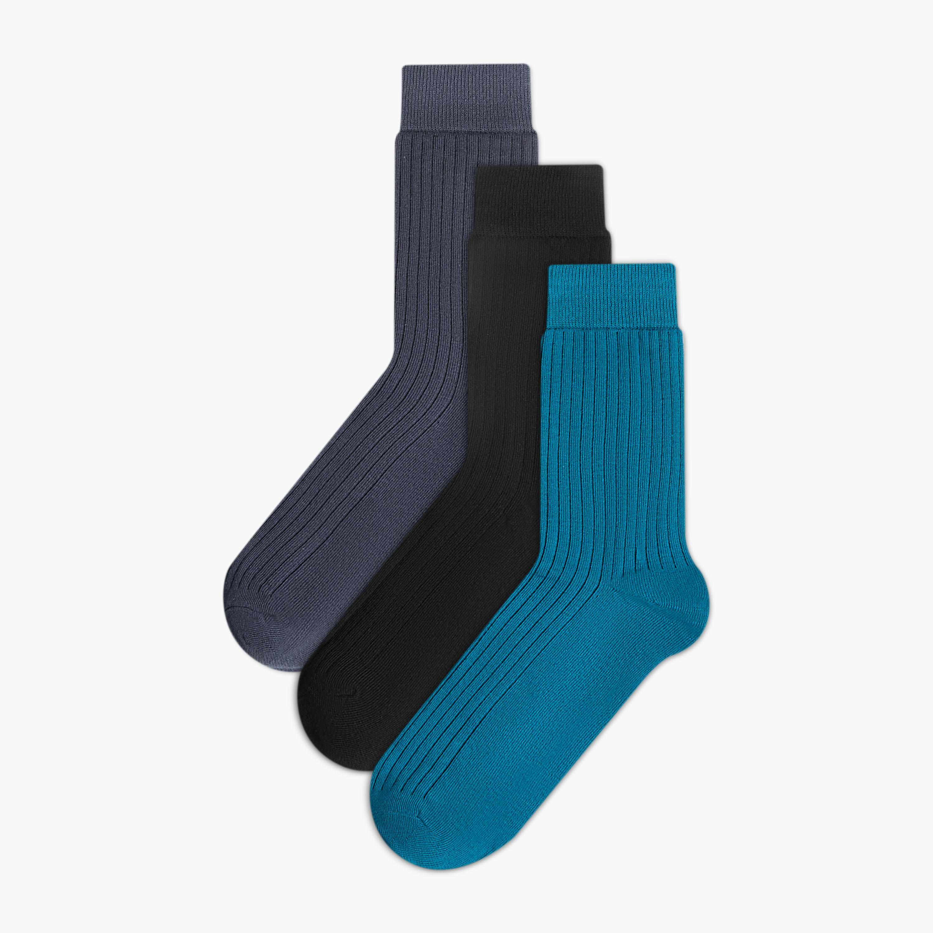 Men Non-Terry Crew Length Socks - Set of 3-men-socks-image-1