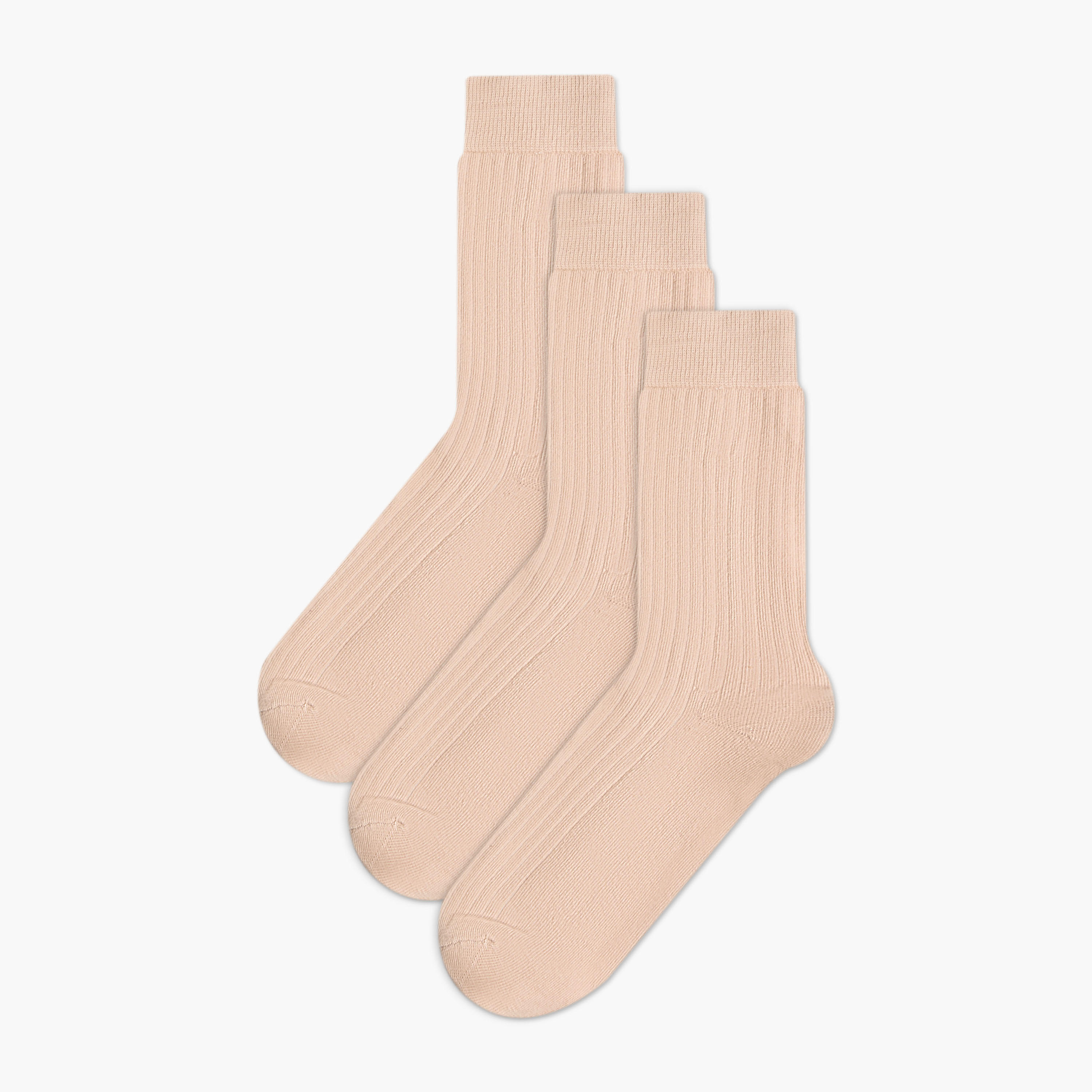 طقم جوارب 3 أزواج مضلعة غير وبرية بطول ربلة الساق للرجال-men-socks-image-1