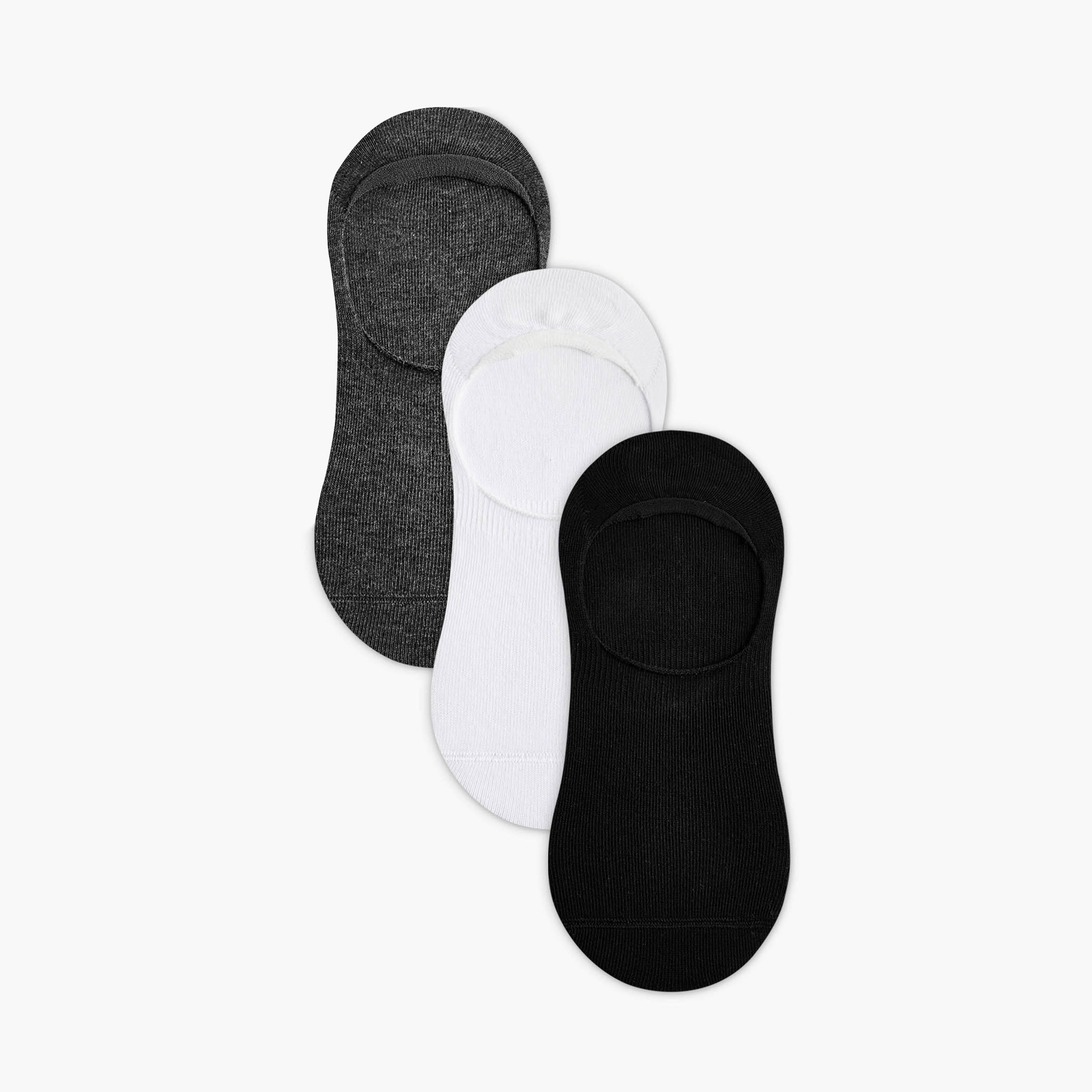 طقم جوارب غير مرئية بدون تيري 3 أزواج للرجال-men-socks-image-1
