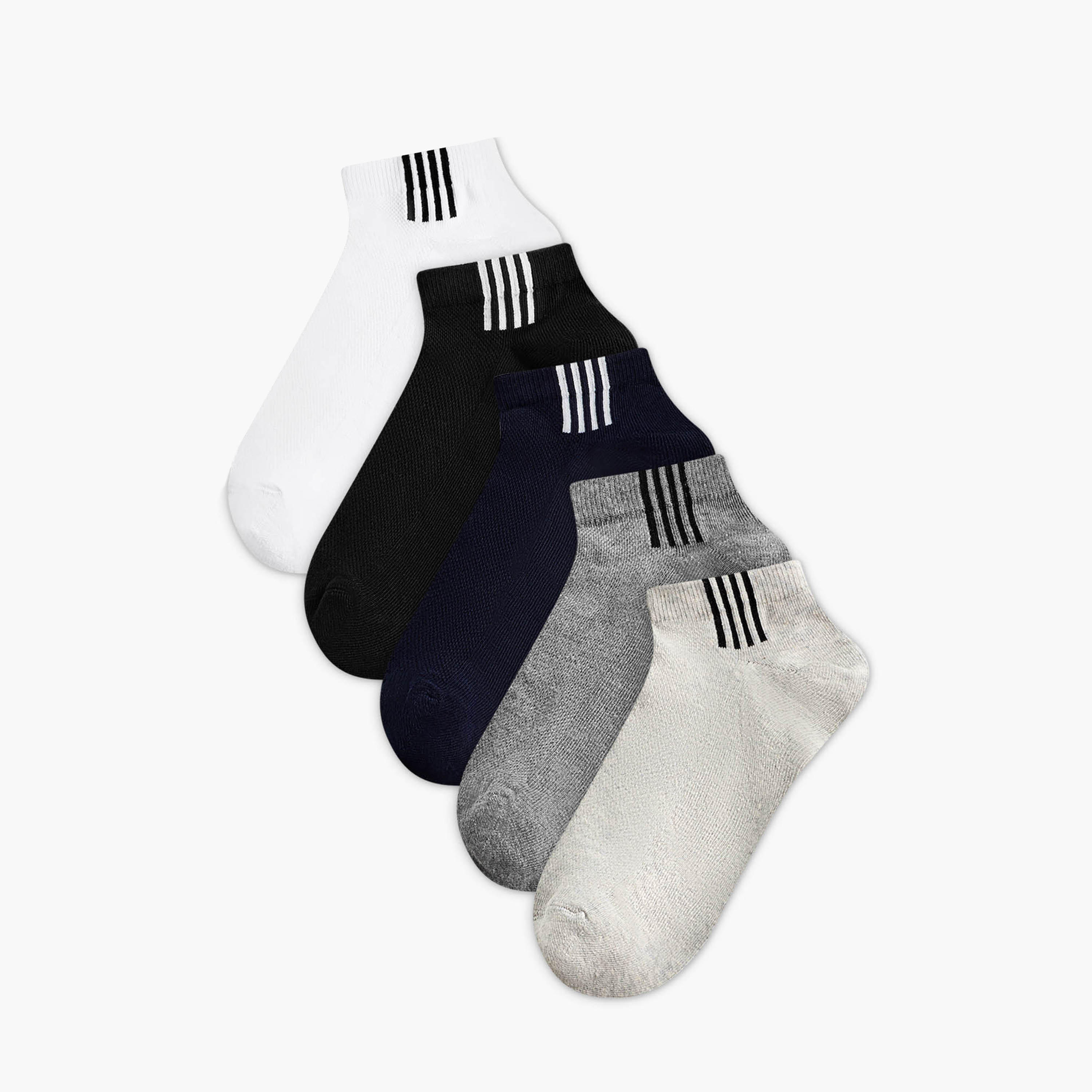 طقم جوارب طول الكاحل بدون تيري 5 أزواج للرجال-men-socks-image-1