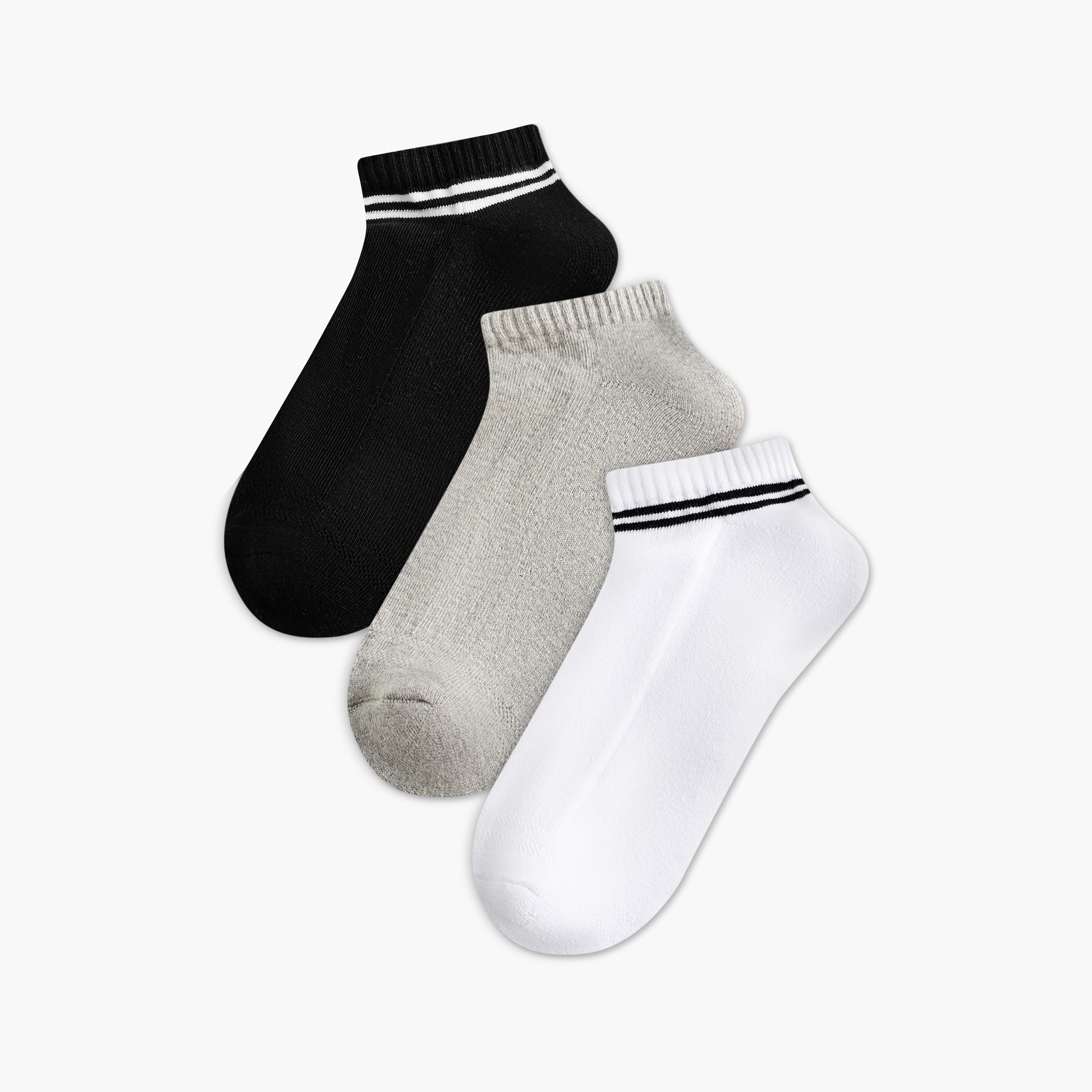 جوارب طول الكاحل نصف تيري للرجال - طقم من 3-men-socks-image-1
