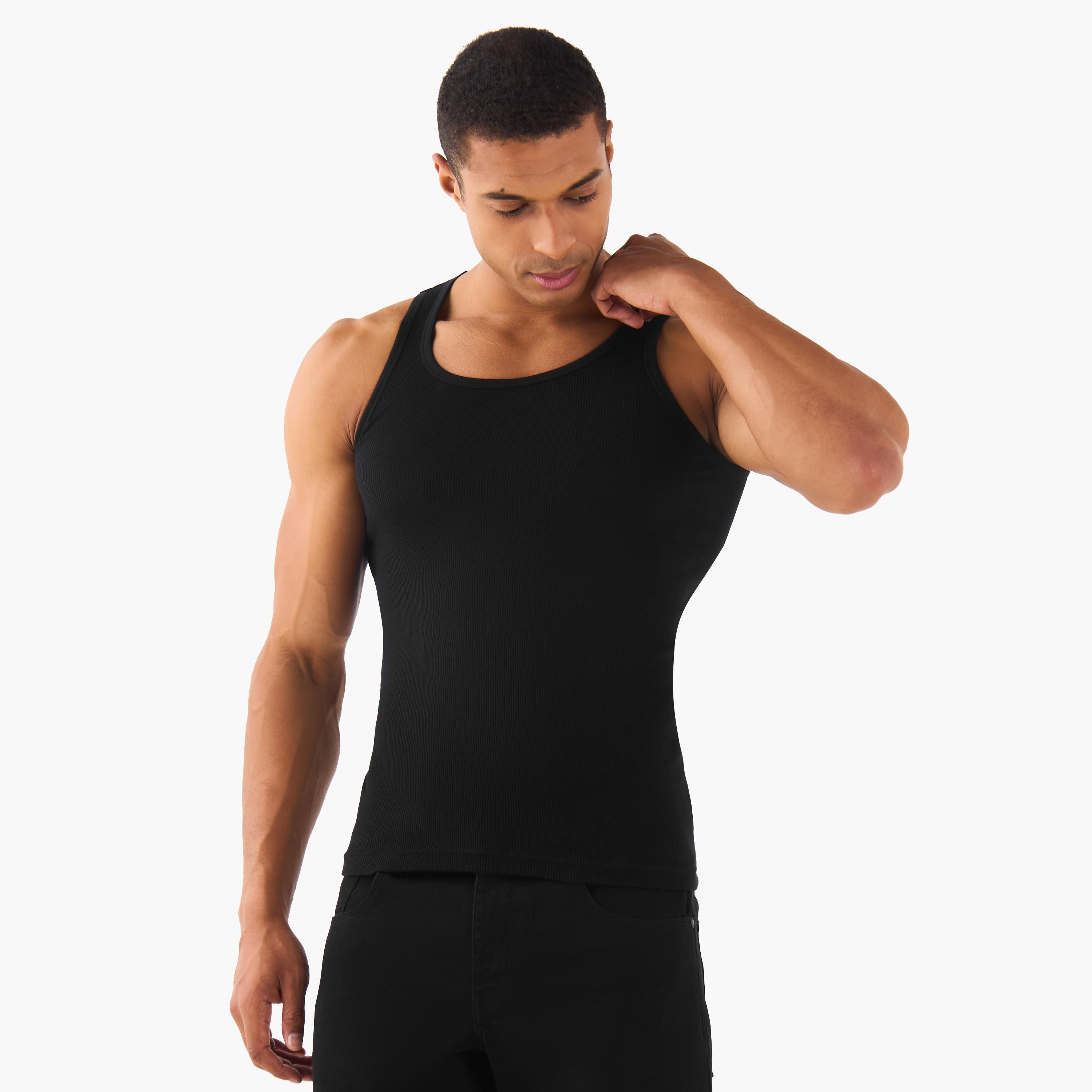فيستات رجالي قطن مضلعة - عبوة 3 قطع-men-clothing-innerwear-vests-image-5