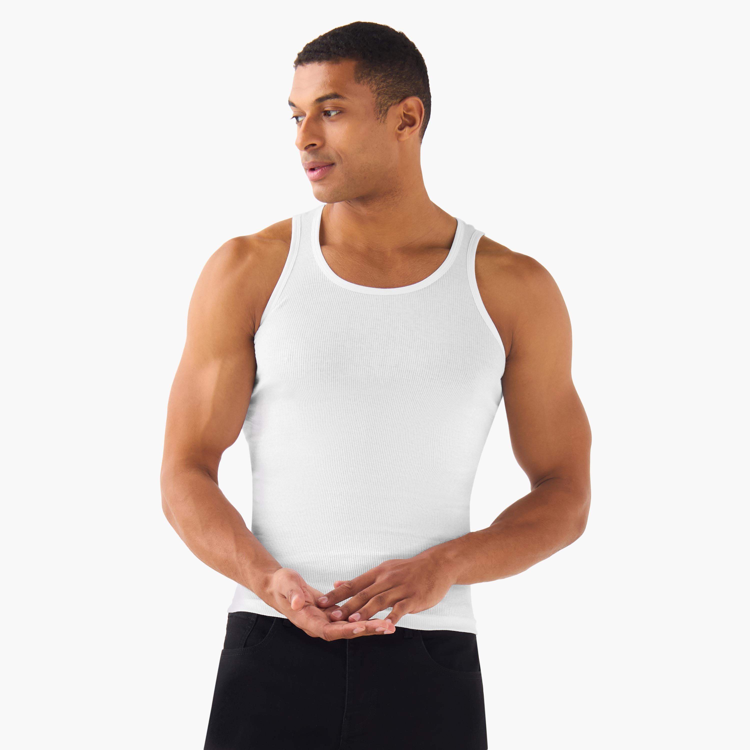 فيستات رجالي قطن مضلعة - عبوة 3 قطع-men-clothing-innerwear-vests-image-2