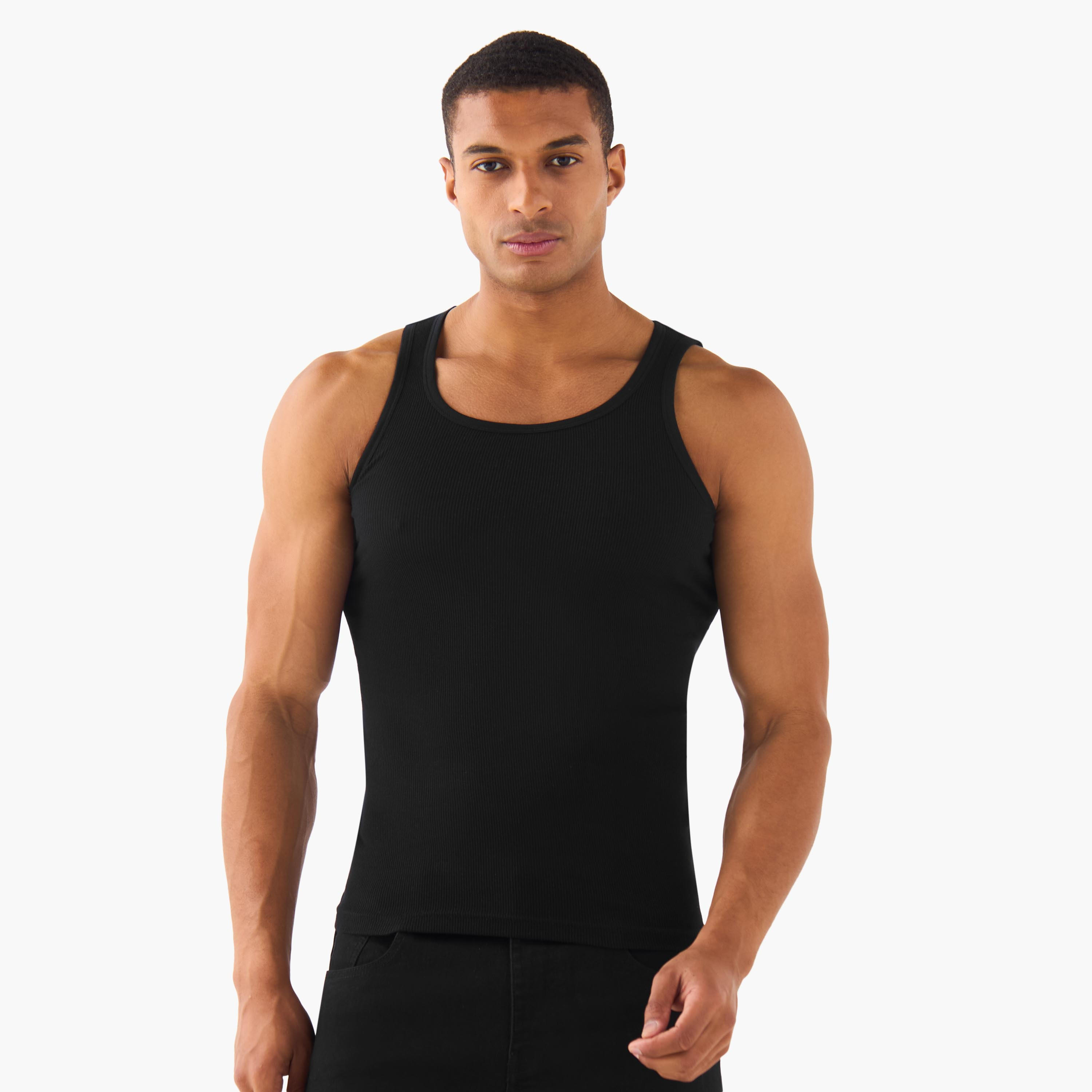 فيستات رجالي قطن مضلعة - عبوة 3 قطع-men-clothing-innerwear-vests-image-3