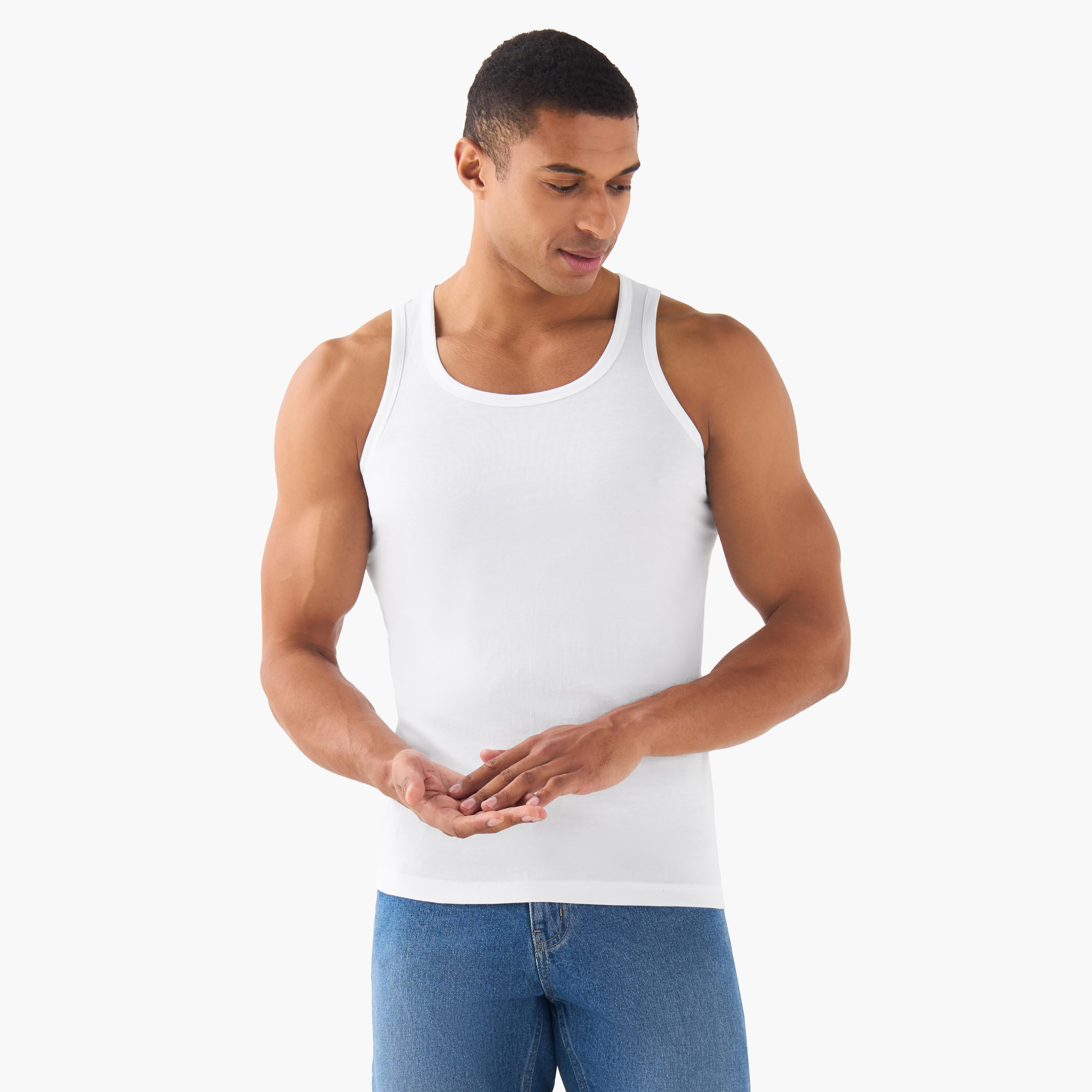 فيستات رجالي قطن - عبوة 3 قطع-men-clothing-innerwear-vests-image-3