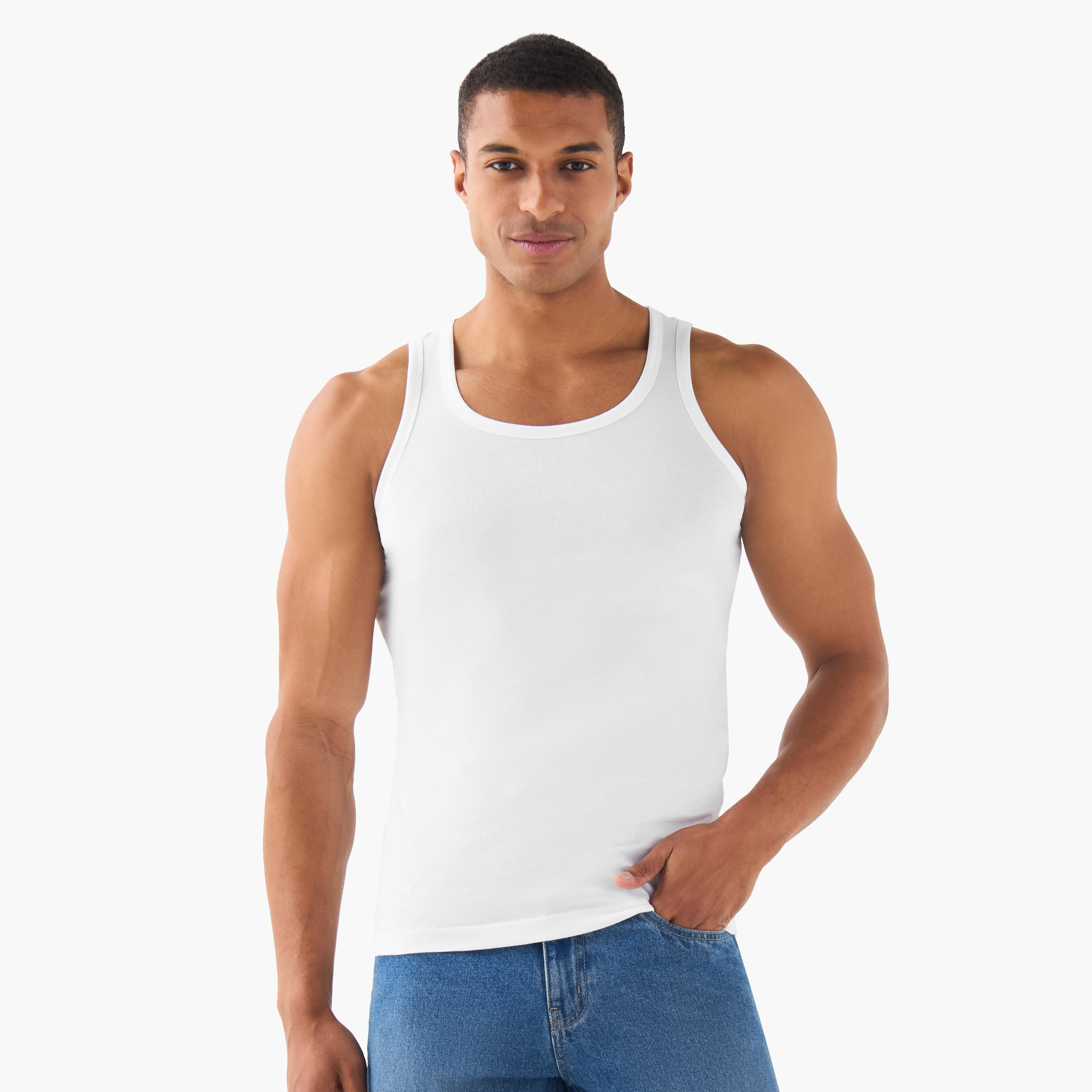 فيستات رجالي قطن - عبوة 3 قطع-men-clothing-innerwear-vests-image-4