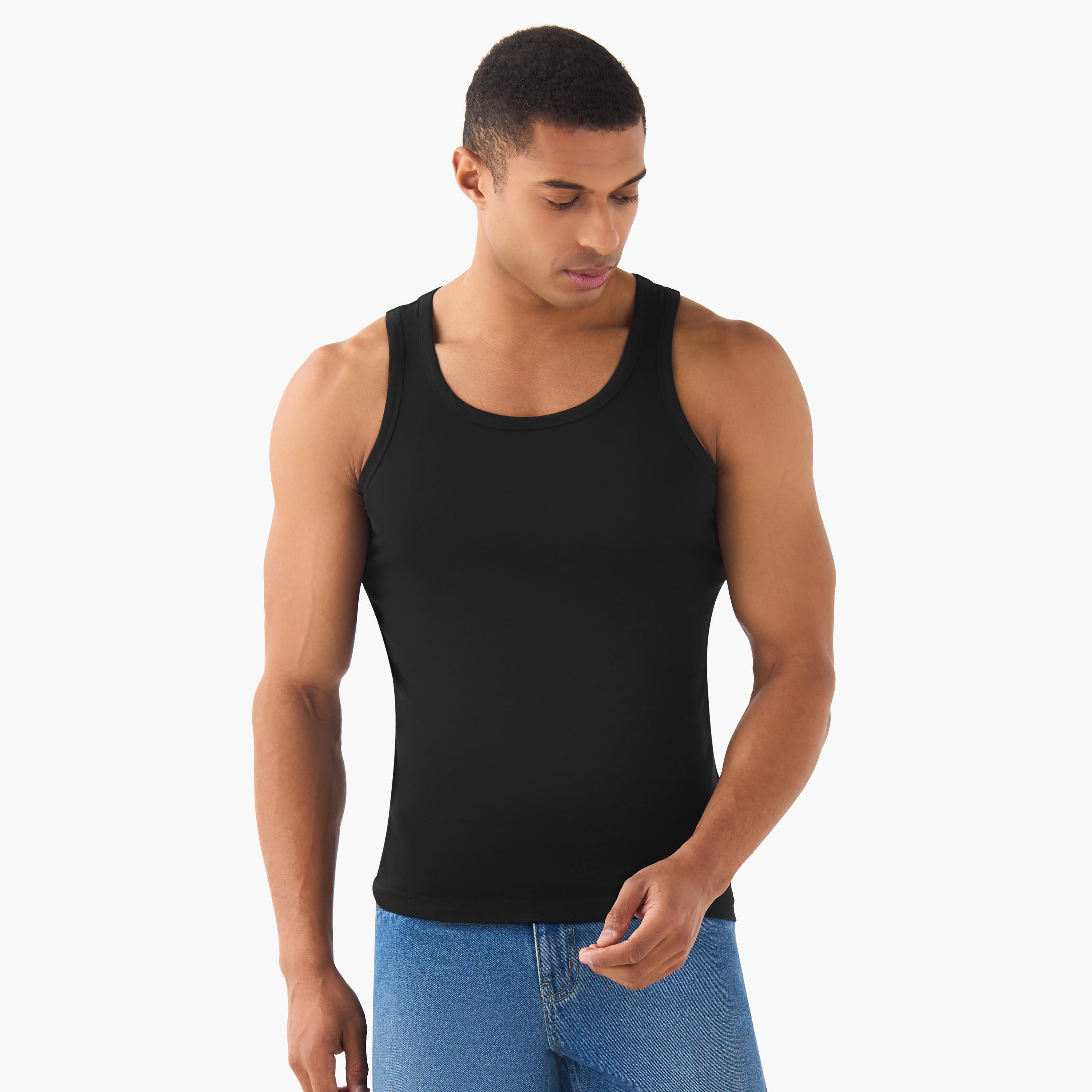 فيستات رجالي قطن مضلعة - عبوة 3 قطع-men-clothing-innerwear-vests-image-2