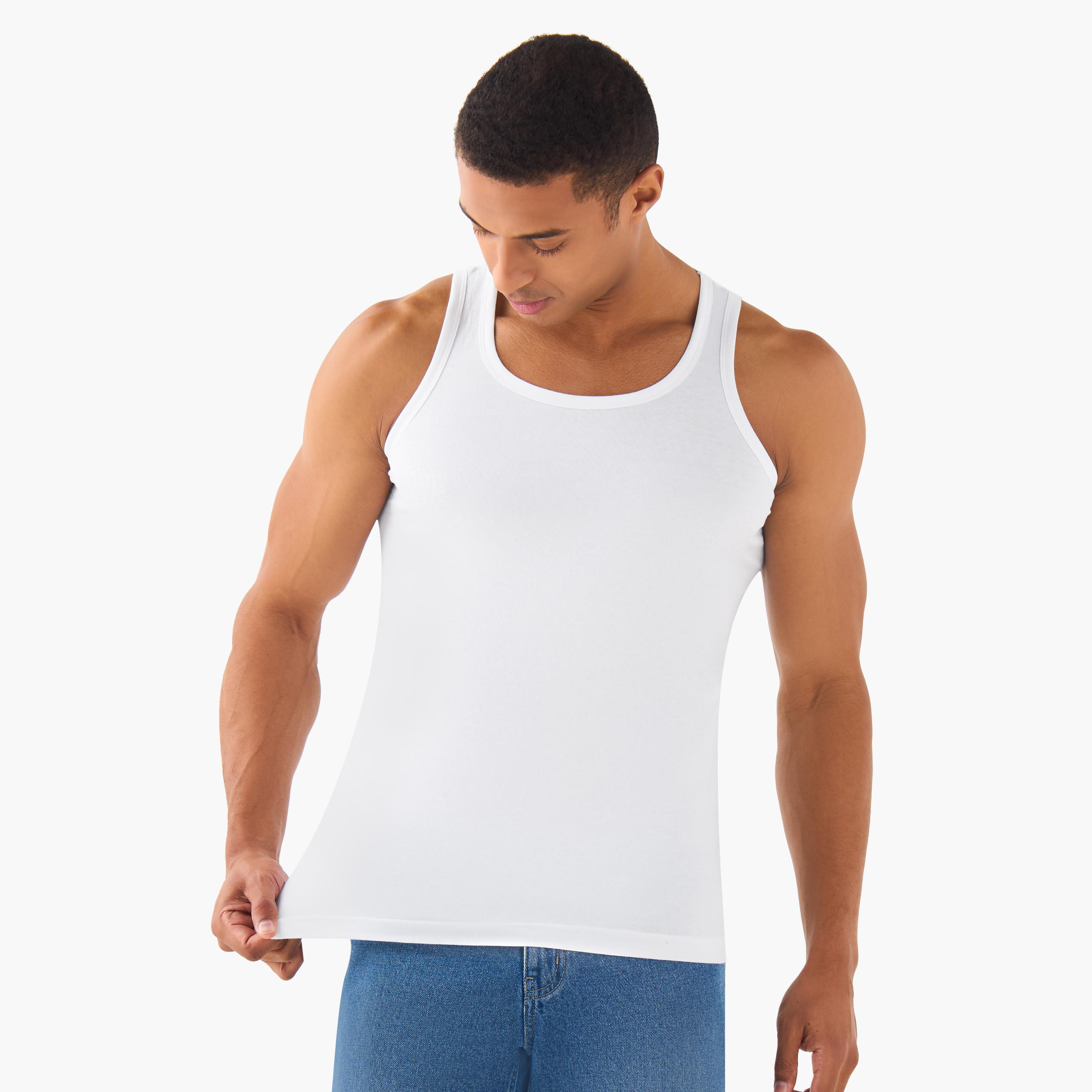 فيستات رجالي قطن مضلعة - عبوة 3 قطع-men-clothing-innerwear-vests-image-3