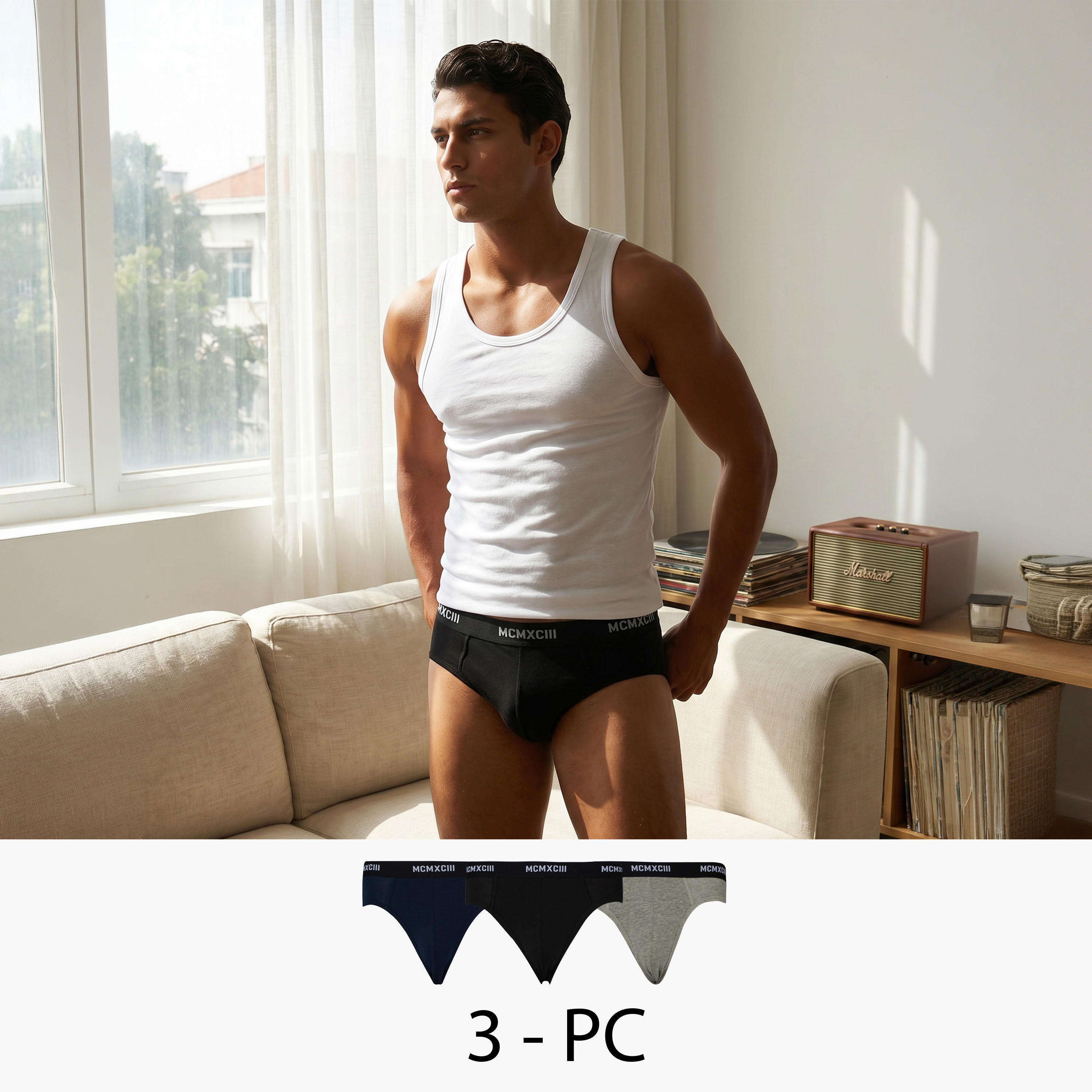 طقم سراويل داخلية قطن متنوعة - 3 قطع-men-clothing-innerwear-underwear-image-1