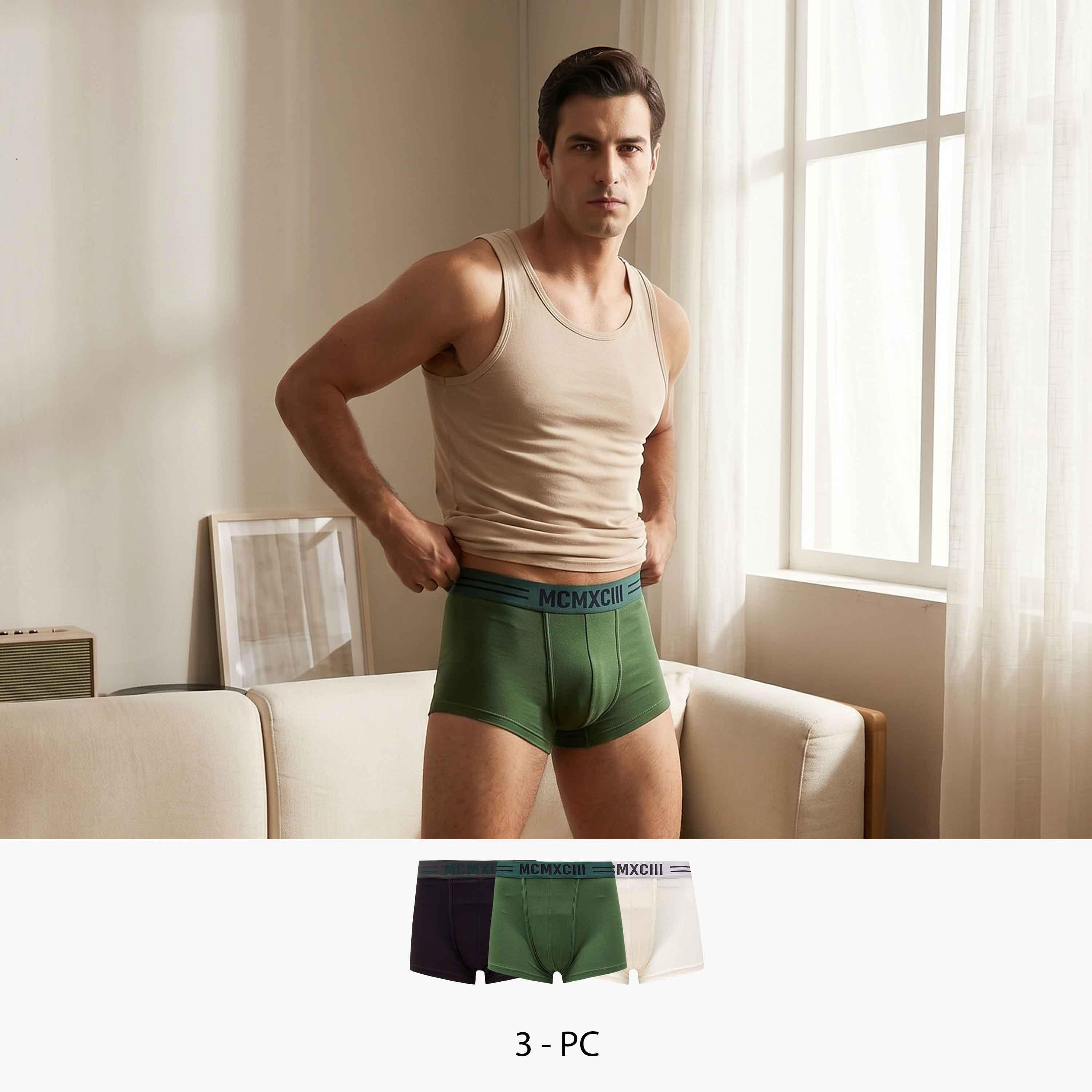 سروايل بوكسر بخصر مطاطي وطبعات - طقم 3 قطع-men-clothing-innerwear-underwear-image-1