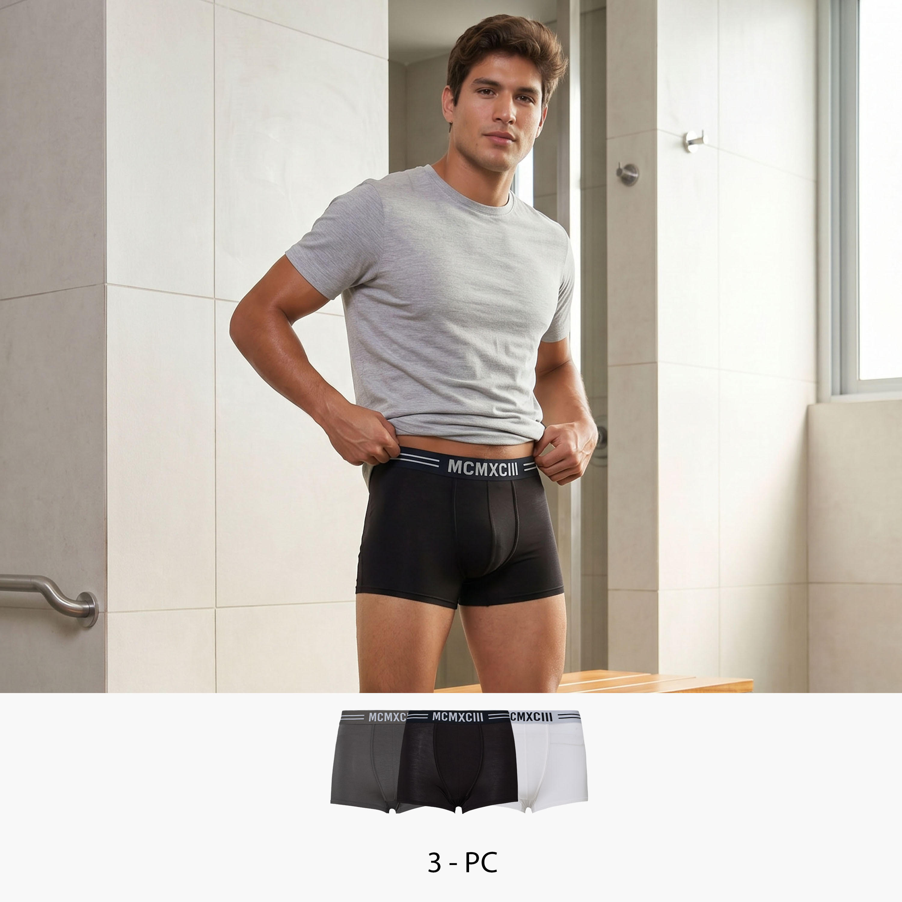 بوكسر بخصر مطاطي بطبعات - طقم من 3 قطع-men-clothing-innerwear-underwear-image-1