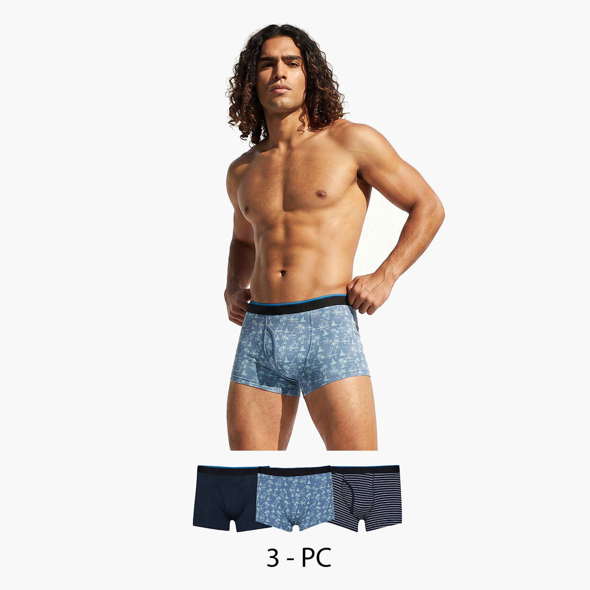 سراويل ترانك قطنية مريحة طقم 3 قطع متنوعة-men-clothing-innerwear-underwear-image-1