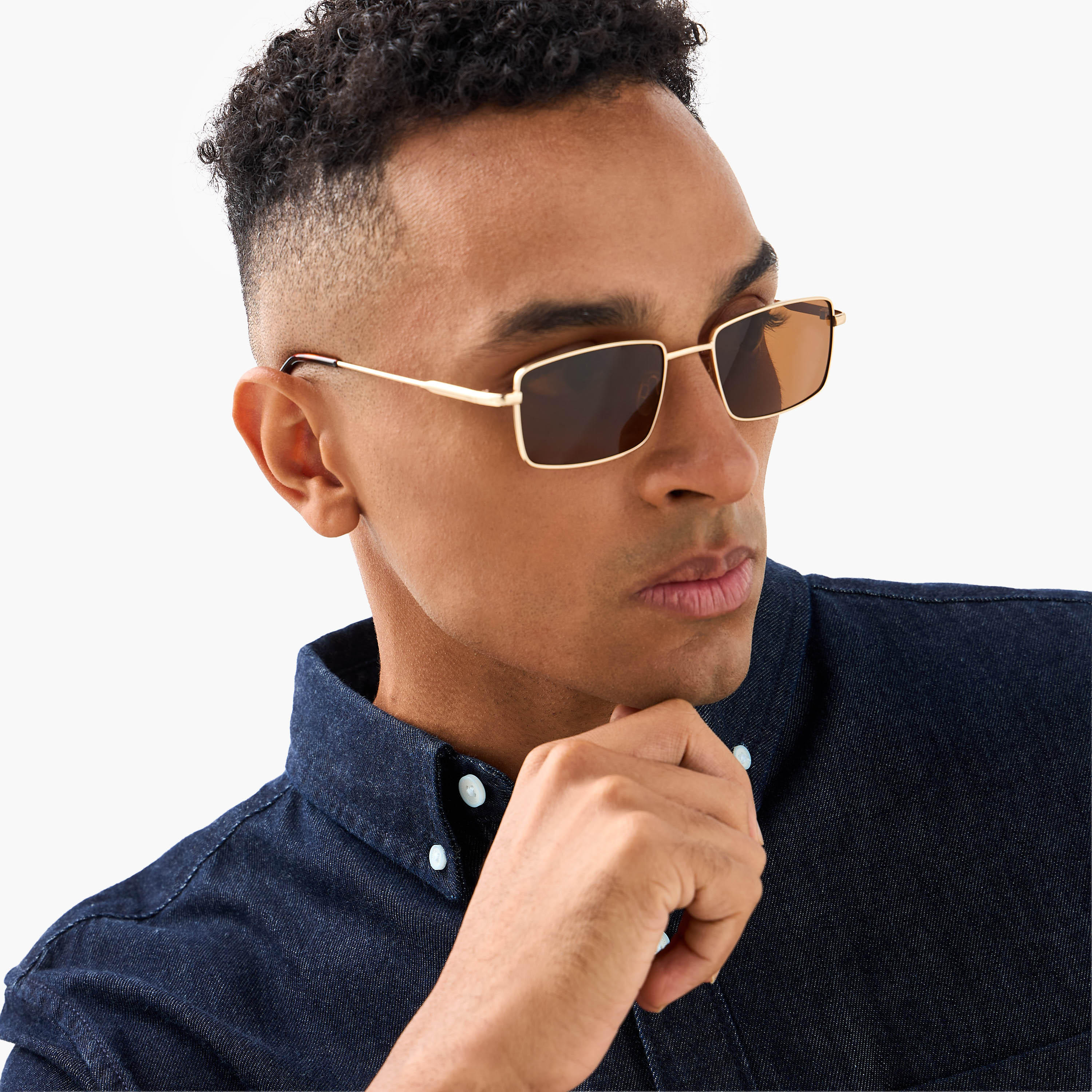 Men Rectangular Brown Lens Sunglasses-men-sunglasses-image-2