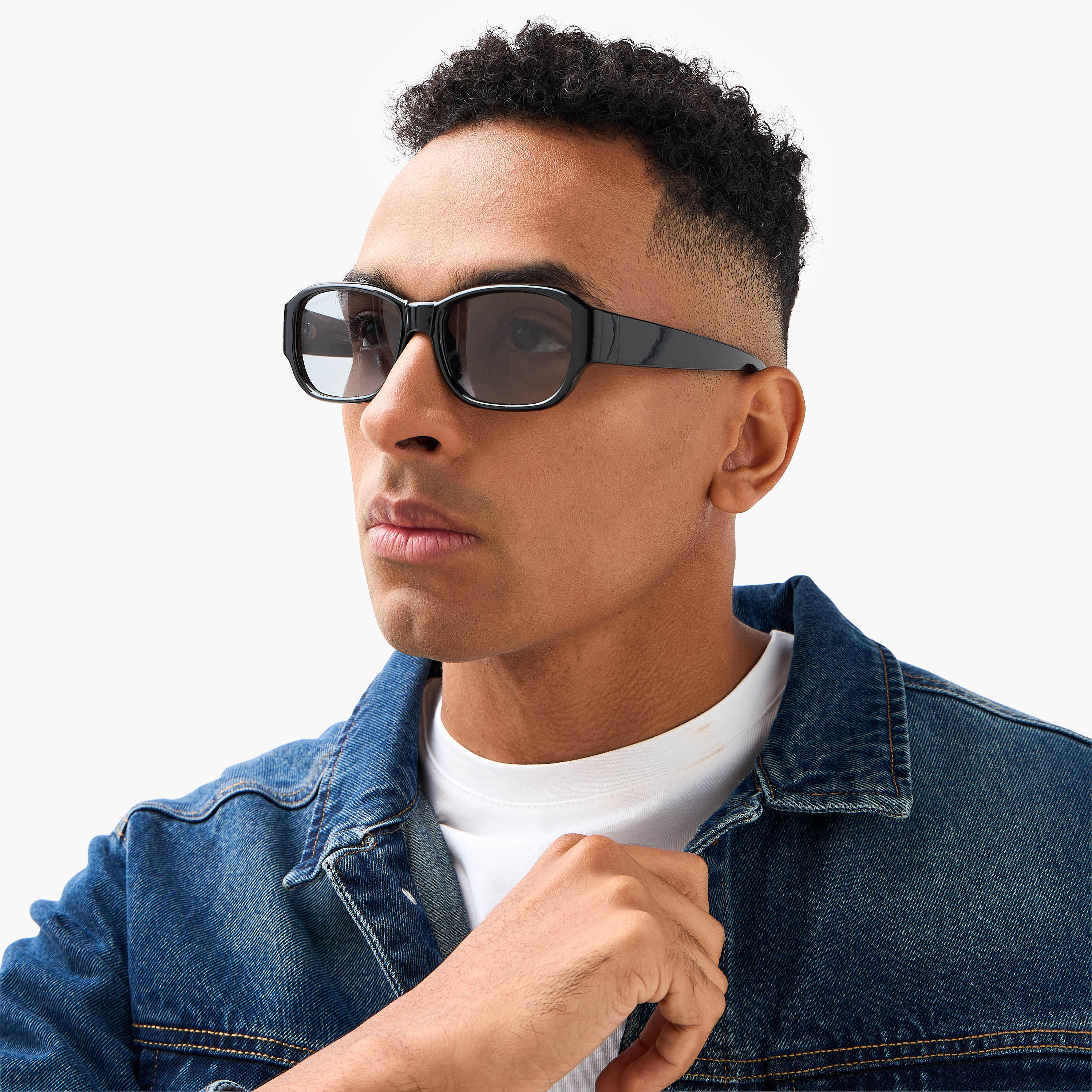 Men Rectangular Grey Lens Sunglasses-men-sunglasses-image-2