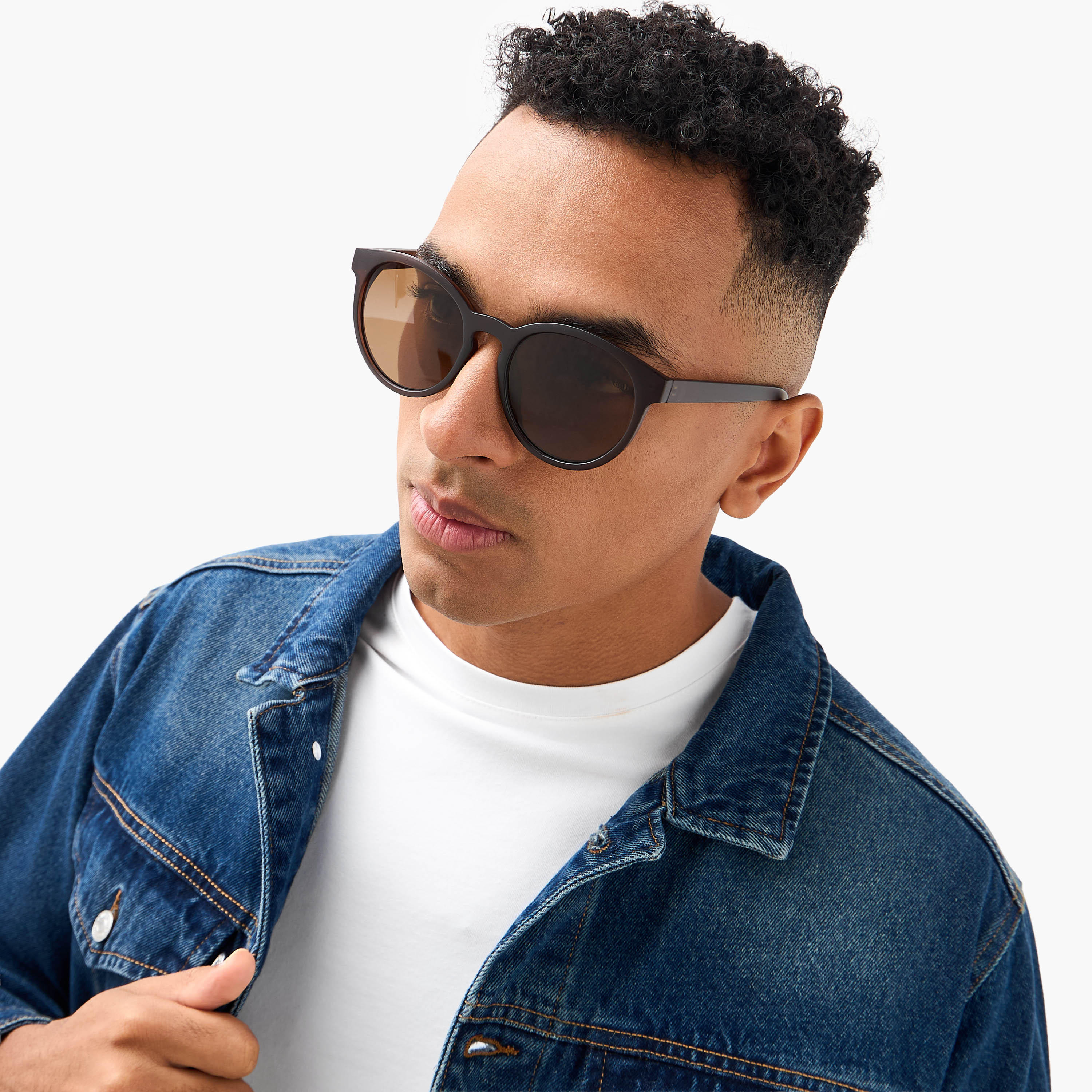 Men Round Brown Lens Sunglasses-men-sunglasses-image-2