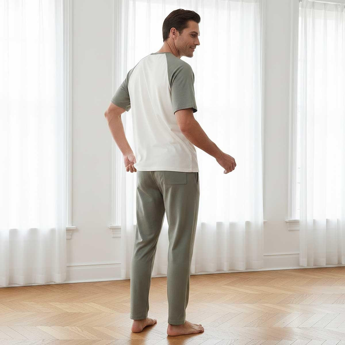 طقم بيجاما قطن مريح بأكمام راغلان-men-clothing-nightwear-sets-image-4