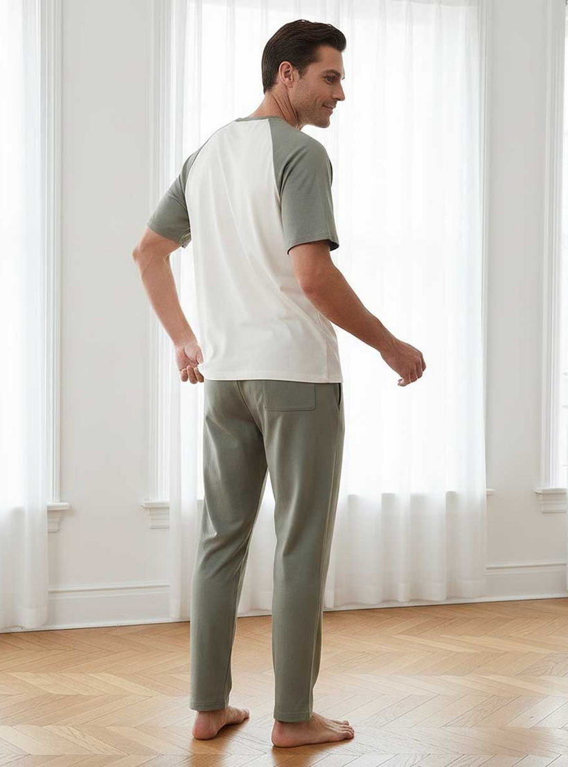 طقم بيجاما قطن مريح بأكمام راغلان-men-clothing-nightwear-sets-image-4