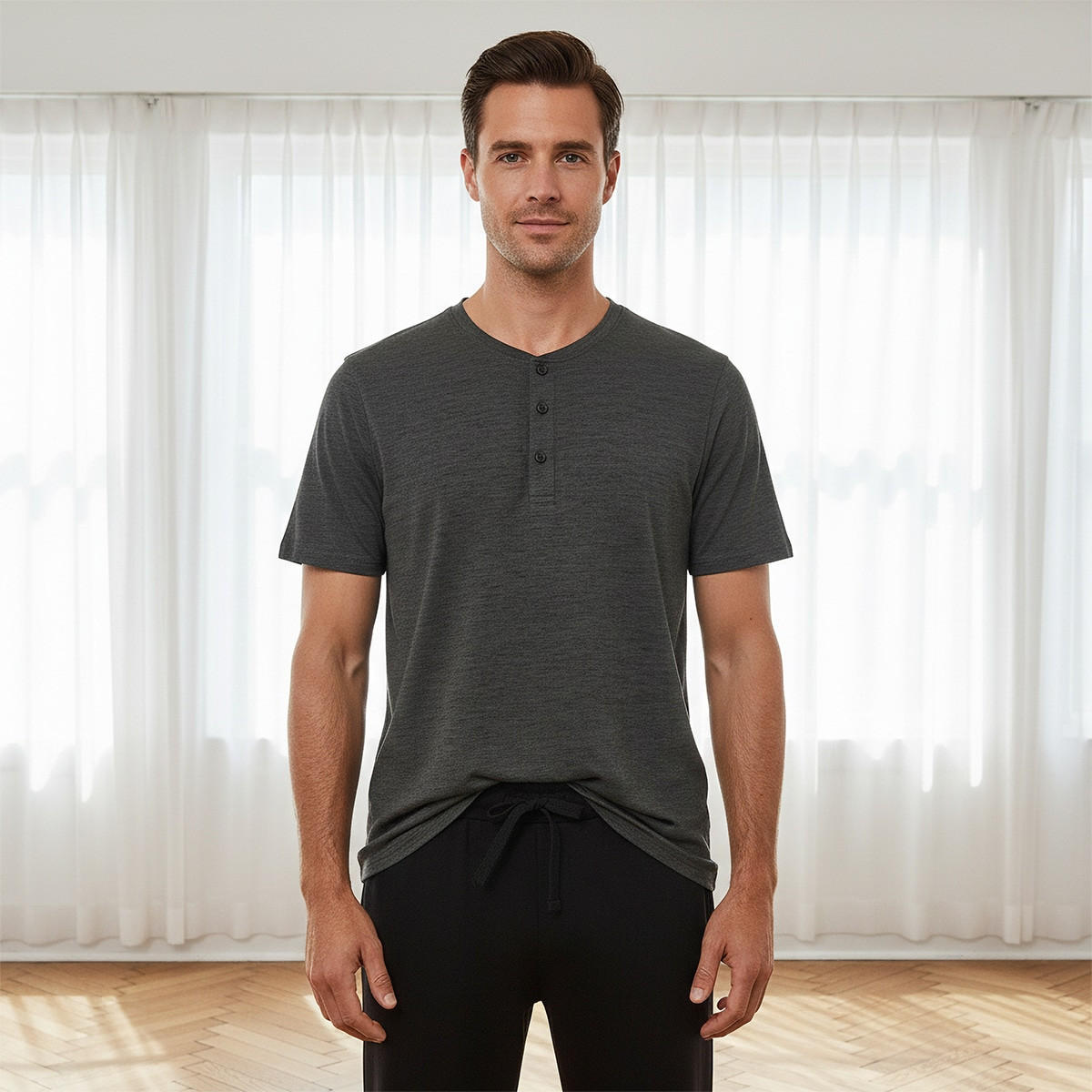 Textured Henley Neck Nightwear Set-men-clothing-nightwear-sets-image-3
