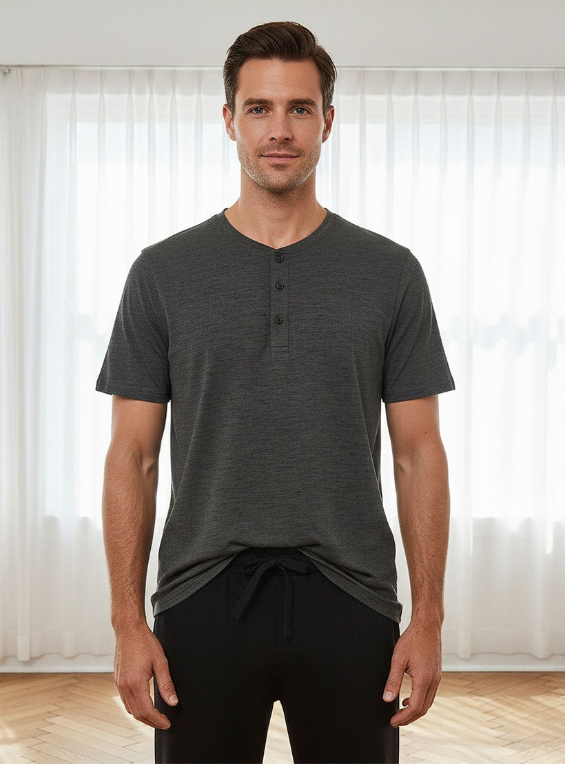 Textured Henley Neck Nightwear Set-men-clothing-nightwear-sets-image-3
