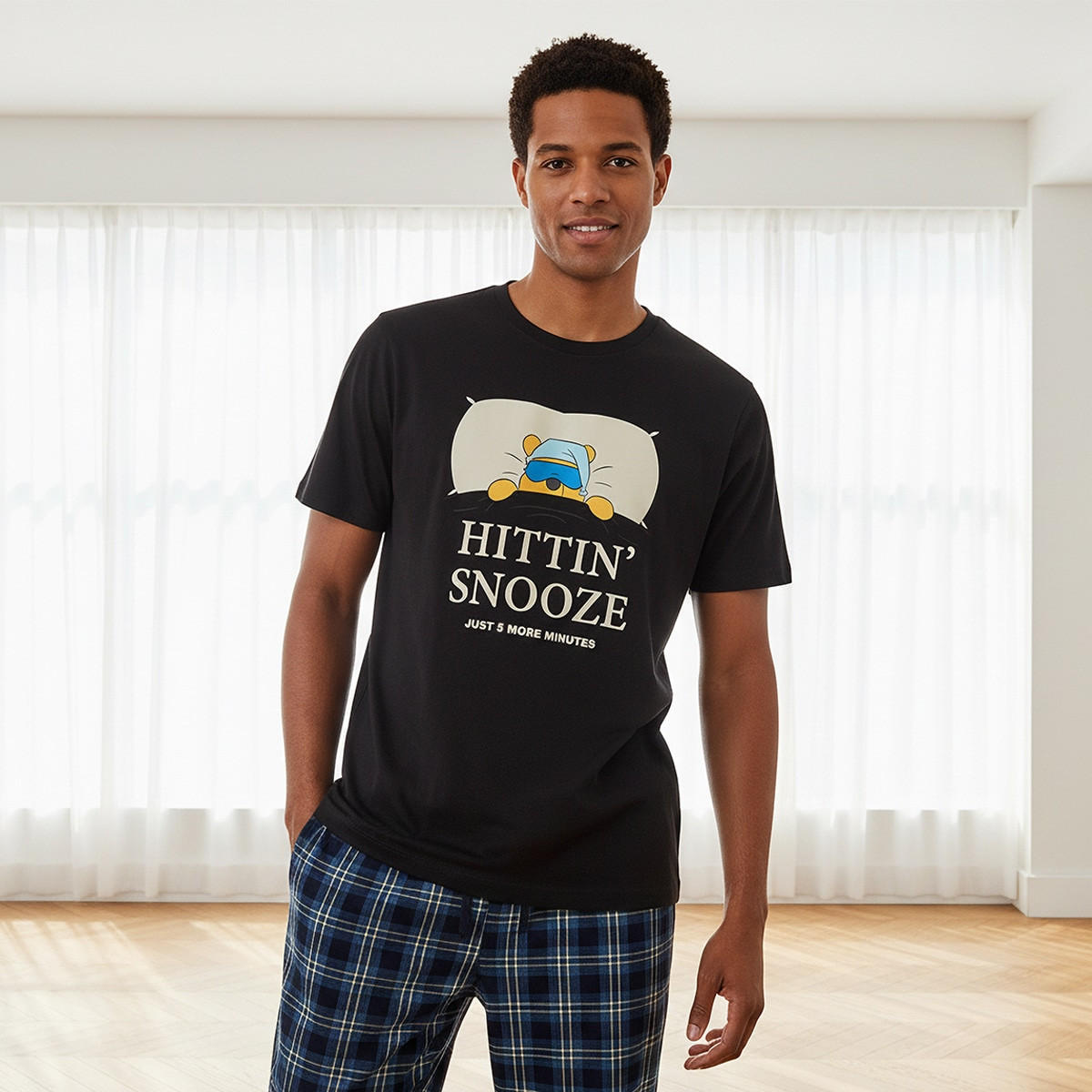 طقم ملابس نوم قطن كاروهات برباط إغلاق-men-clothing-nightwear-sets-image-3