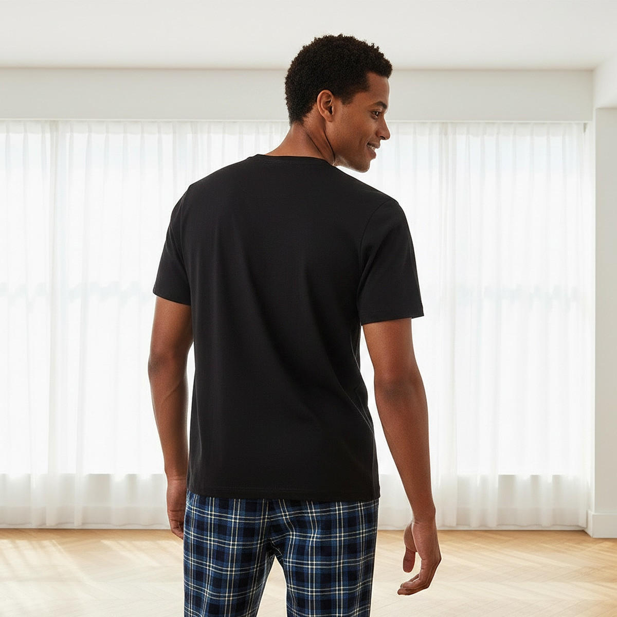 طقم ملابس نوم قطن كاروهات برباط إغلاق-men-clothing-nightwear-sets-image-4