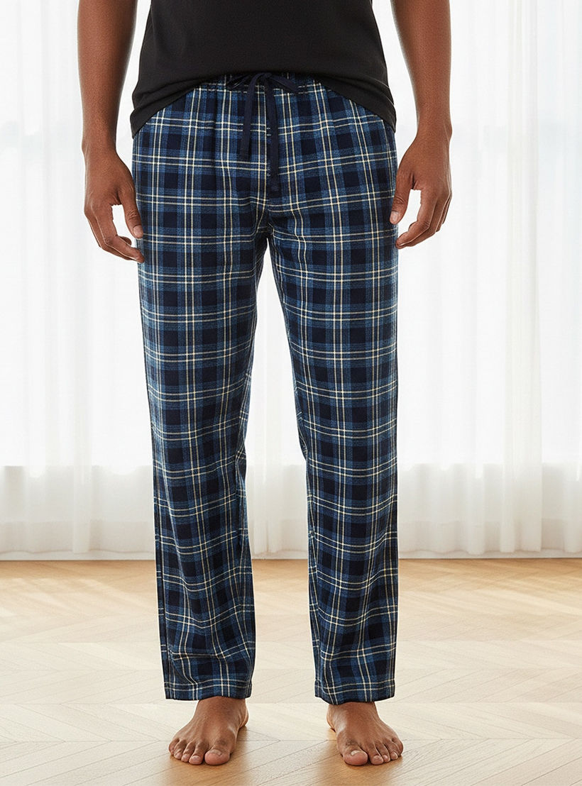 طقم ملابس نوم قطن كاروهات برباط إغلاق-men-clothing-nightwear-sets-image-5